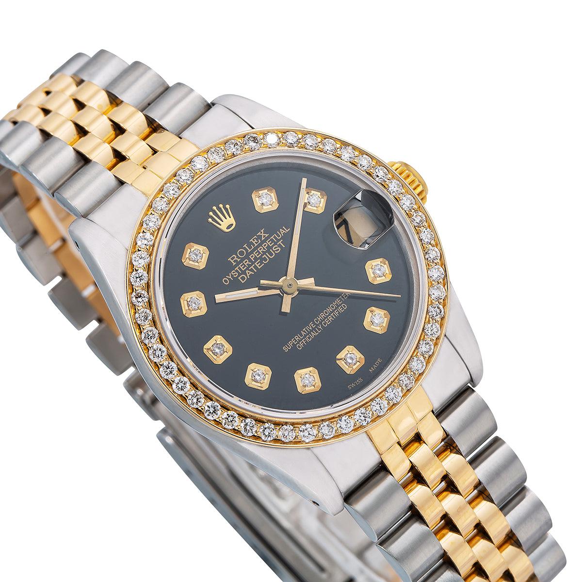 Rolex Datejust 68273 31MM Black Diamond Dial And Bezel With Two Tone Jubilee Bracelet
