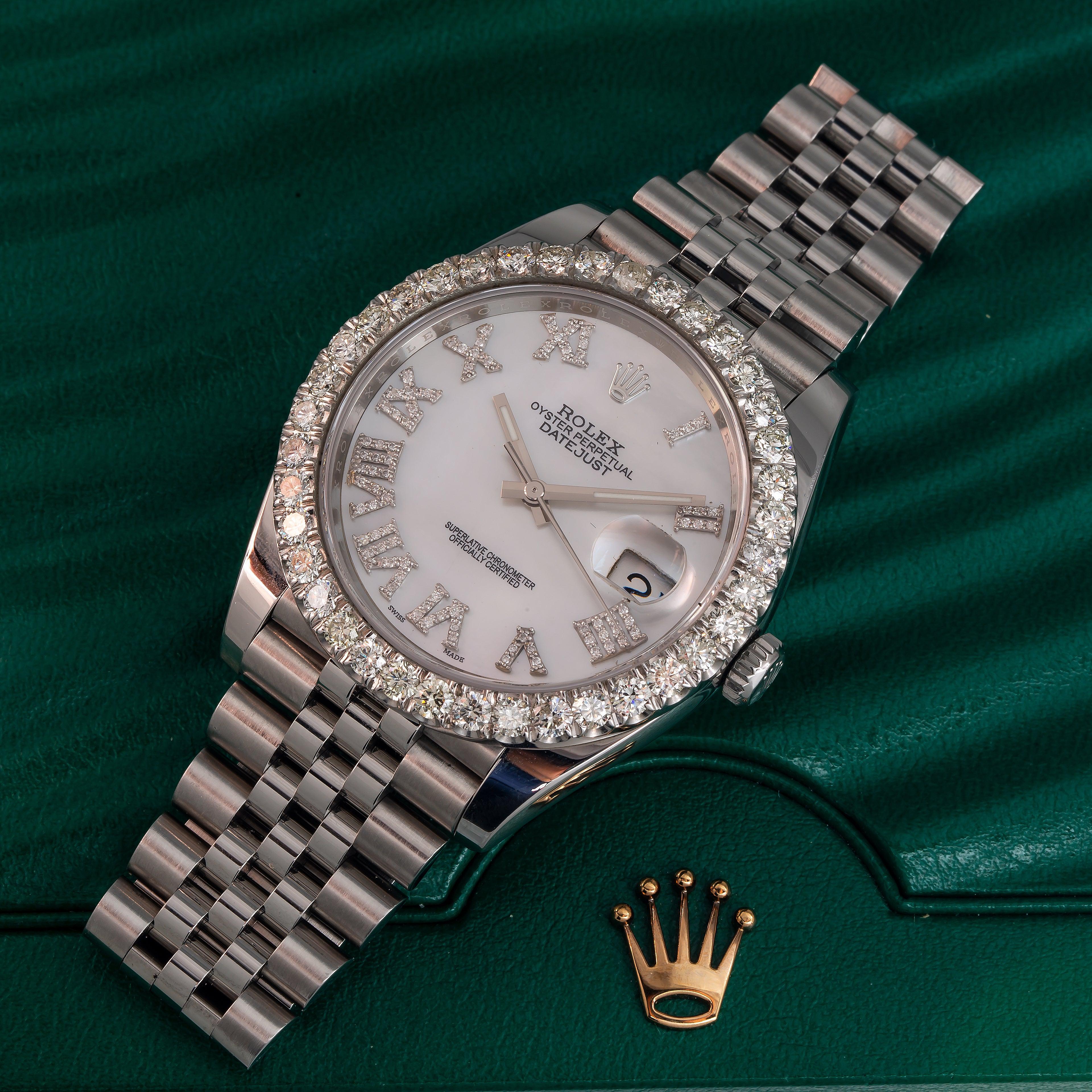 Rolex Datejust Diamond Watch, 126300 41mm, Silver Diamond Dial With Stainless Steel Jubilee Bracelet