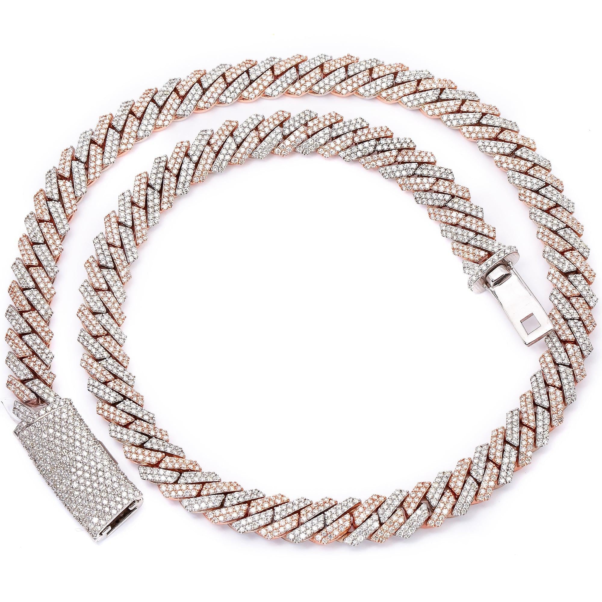 14K GOLD TWO TONE 22" / 10MM CUBAN CHAIN WITH 22.25 CT DIAMONDS