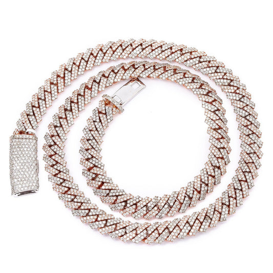 14K GOLD TWO TONE 22" / 10MM CUBAN CHAIN WITH 20.22 CT DIAMONDS