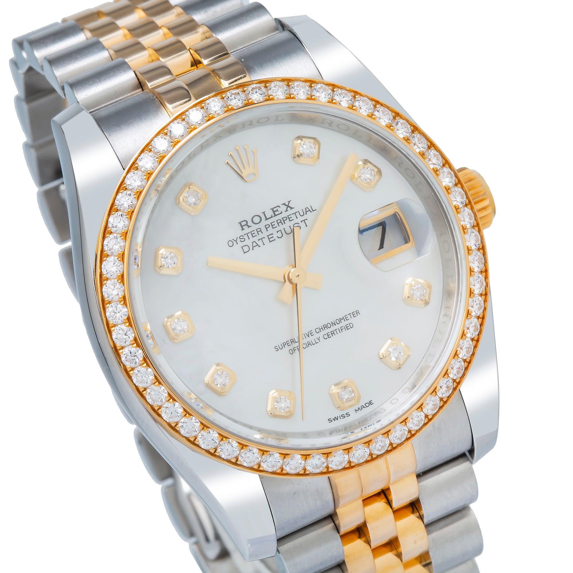 Rolex Datejust 116243 36MM Mop Diamond Dial And Bezel With Two Tone Jubilee Bracelet