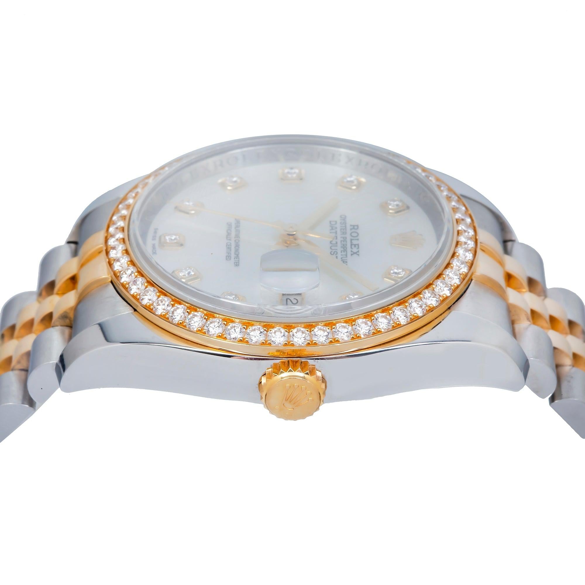 Rolex Datejust 116243 36MM Mop Diamond Dial And Bezel With Two Tone Jubilee Bracelet