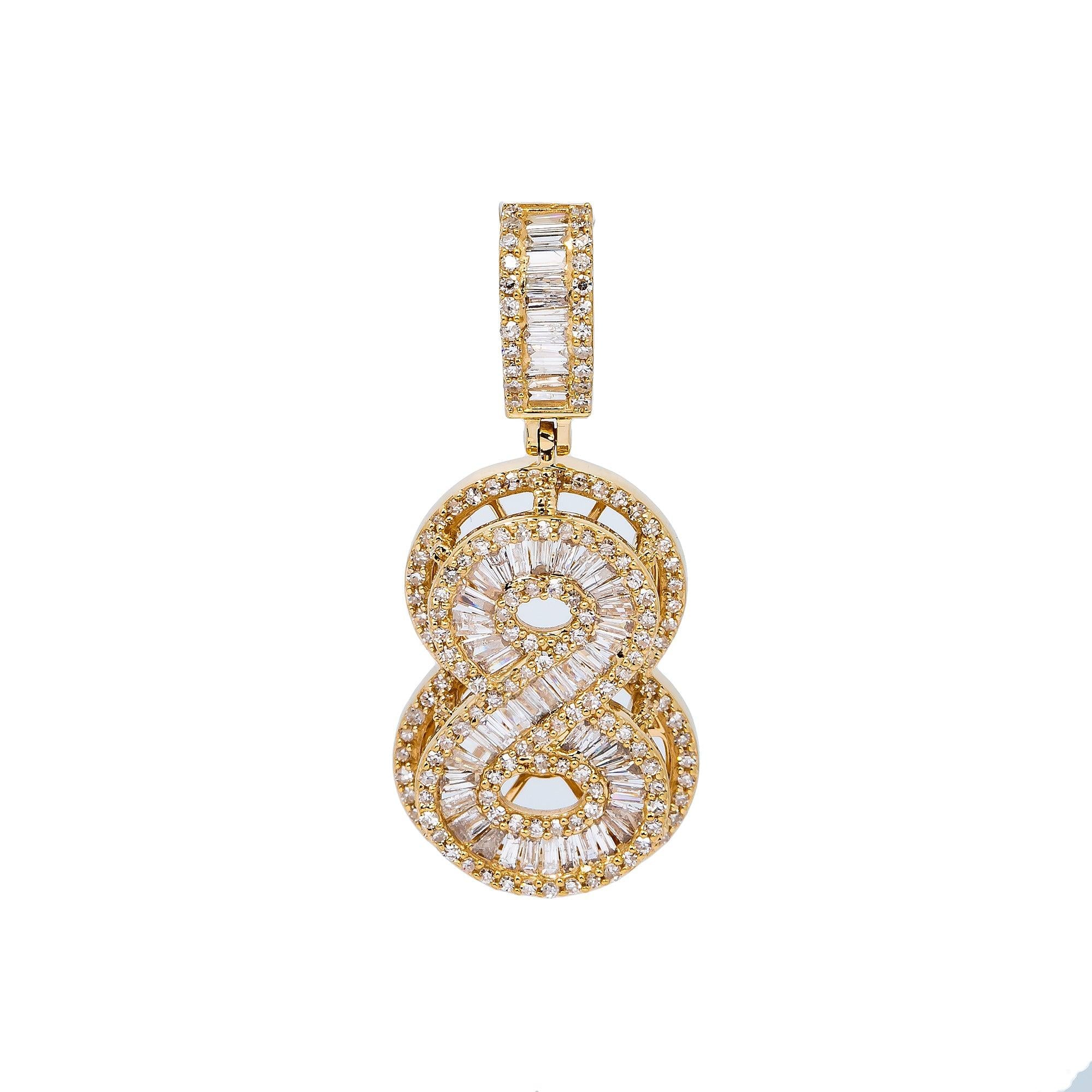 14K YELLOW GOLD NUMBER 8 PENDANT WITH 1.06 DIAMONDS