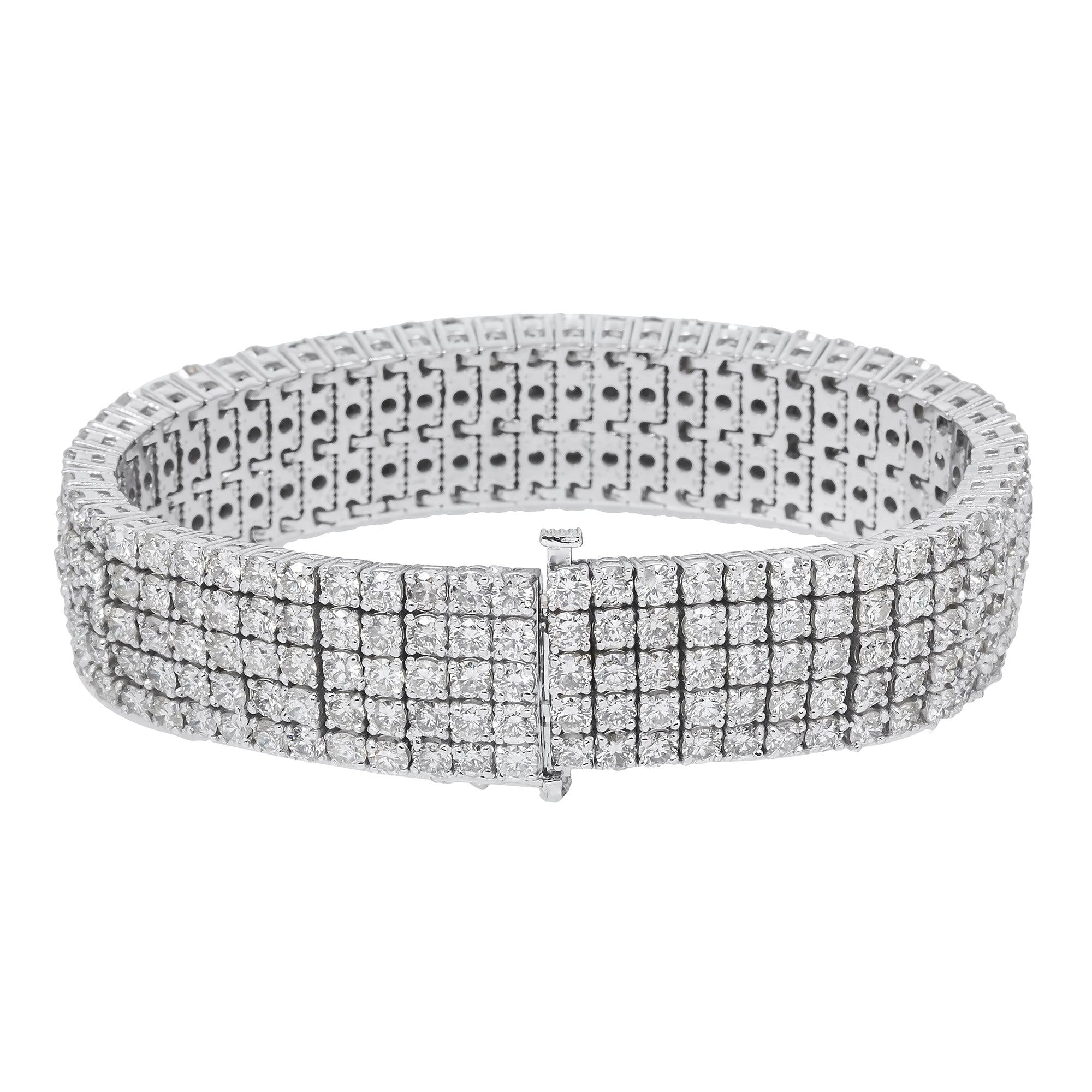 18K GOLD ROUND DIAMOND MULTI-ROW TENNIS BRACELET