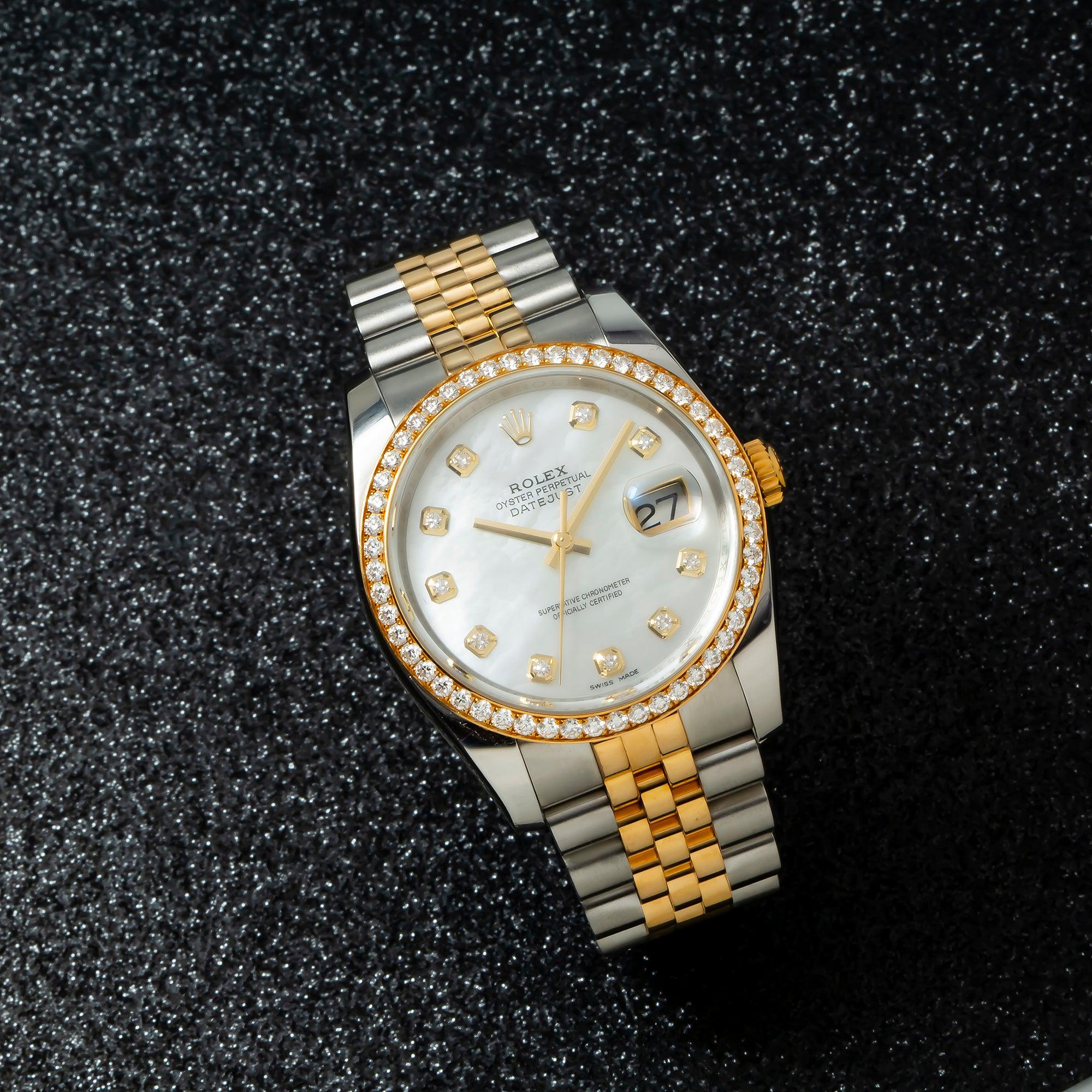 Rolex Datejust 116243 36MM Mop Diamond Dial And Bezel With Two Tone Jubilee Bracelet