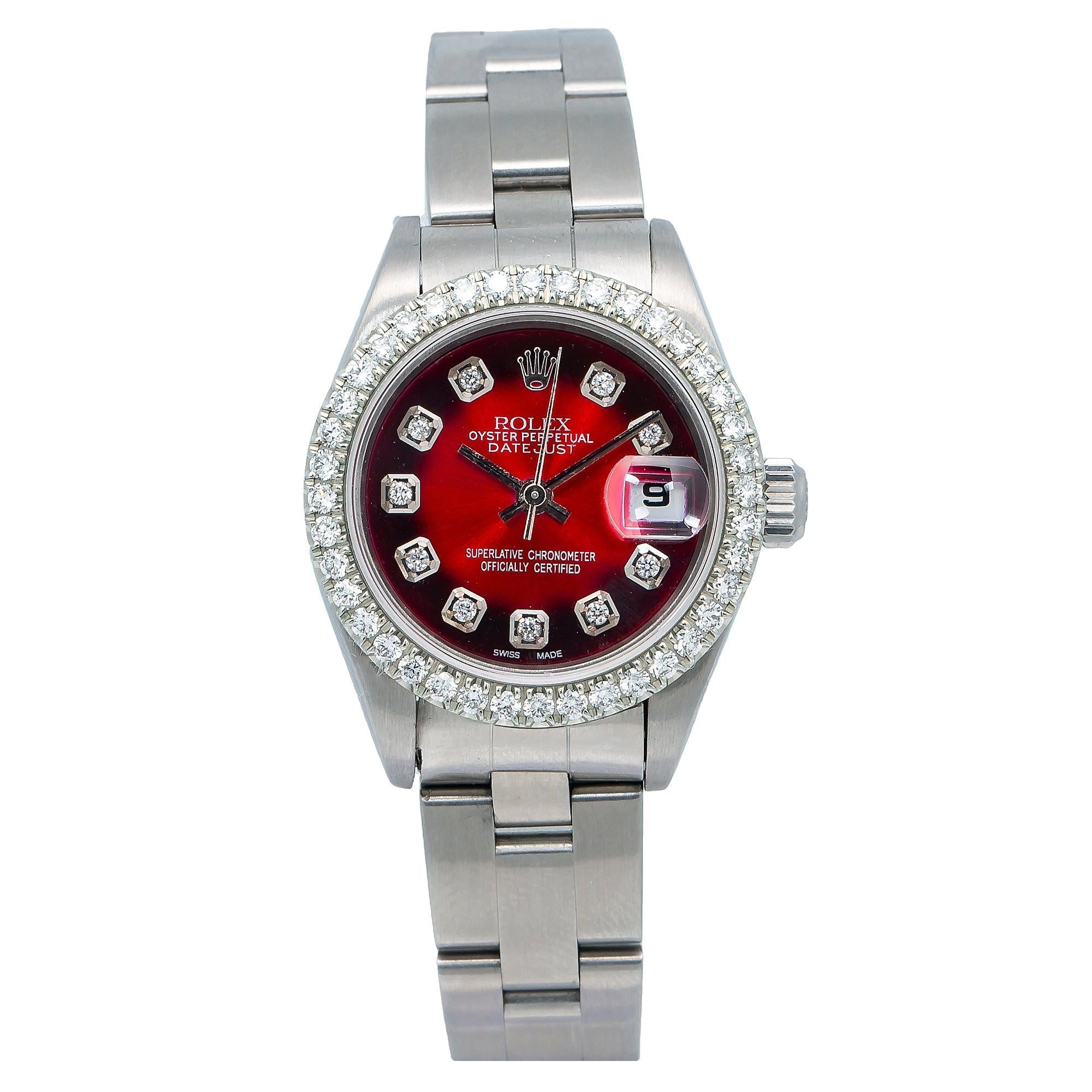 Rolex Datejust 26MM Red Diamond Dial With Stainless Steel Oyster Bracelet