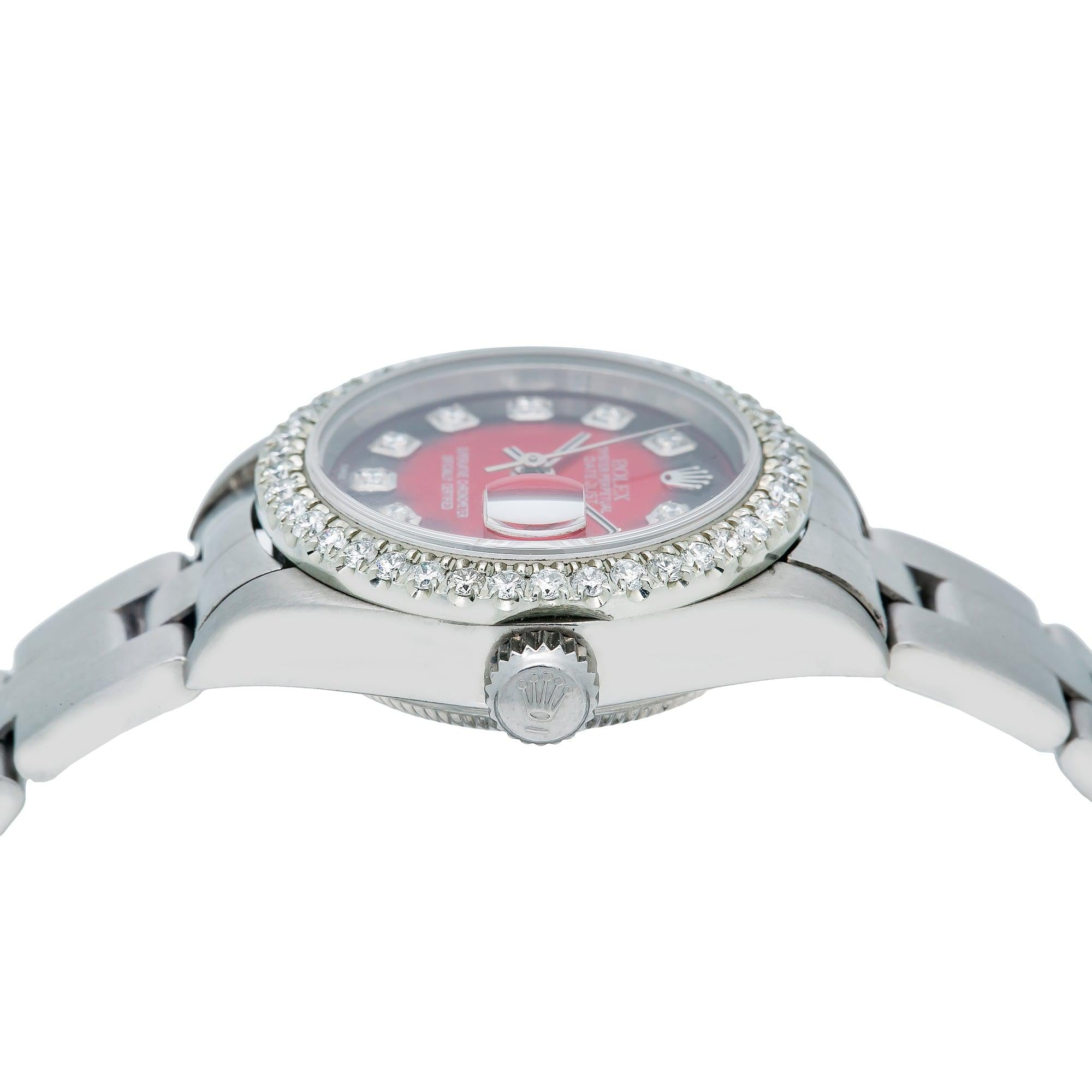 Rolex Datejust 26MM Red Diamond Dial With Stainless Steel Oyster Bracelet