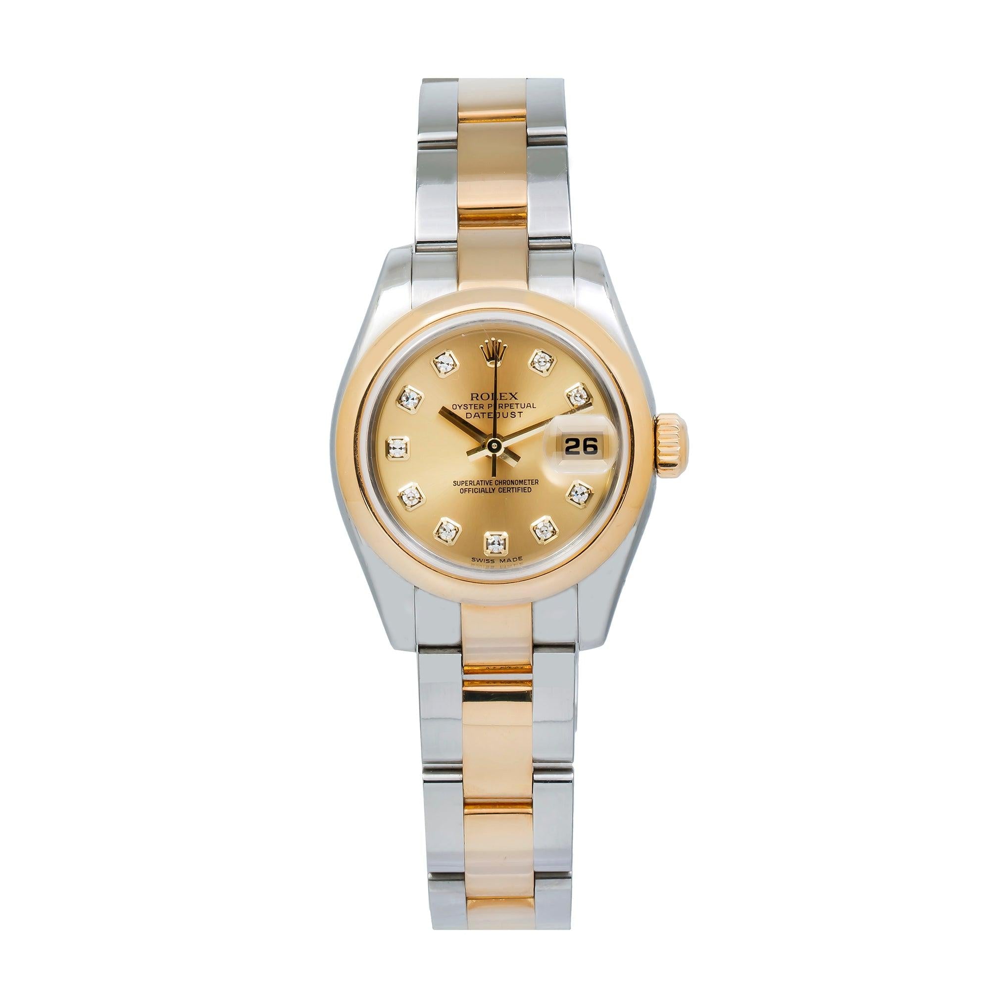 Rolex Lady-Datejust 179163 26MM Champagne Diamond Dial With Two Tone Oyster Bracelet
