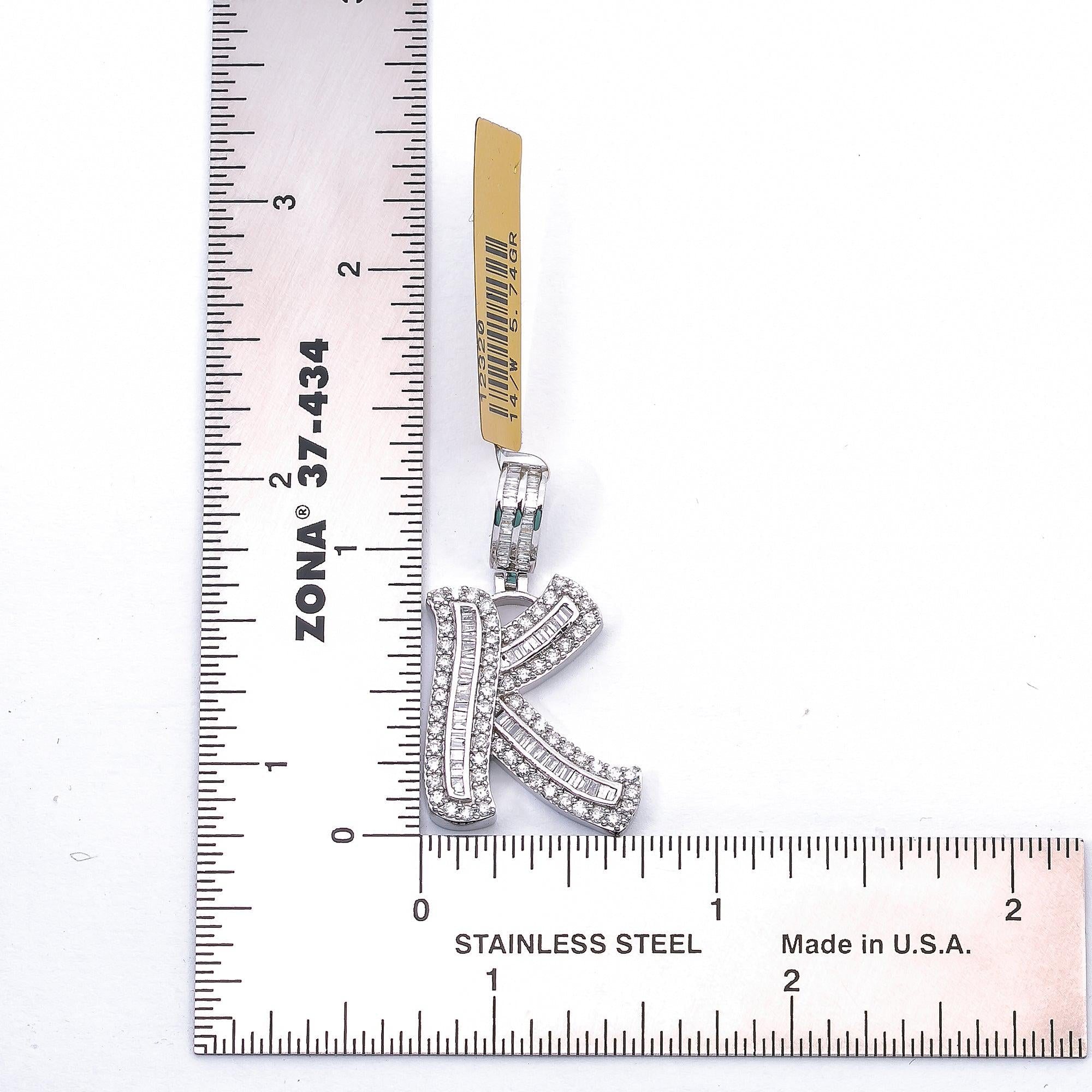 14K WHITE GOLD LETTER K PENDANT WITH 1.06 CT DIAMONDS
