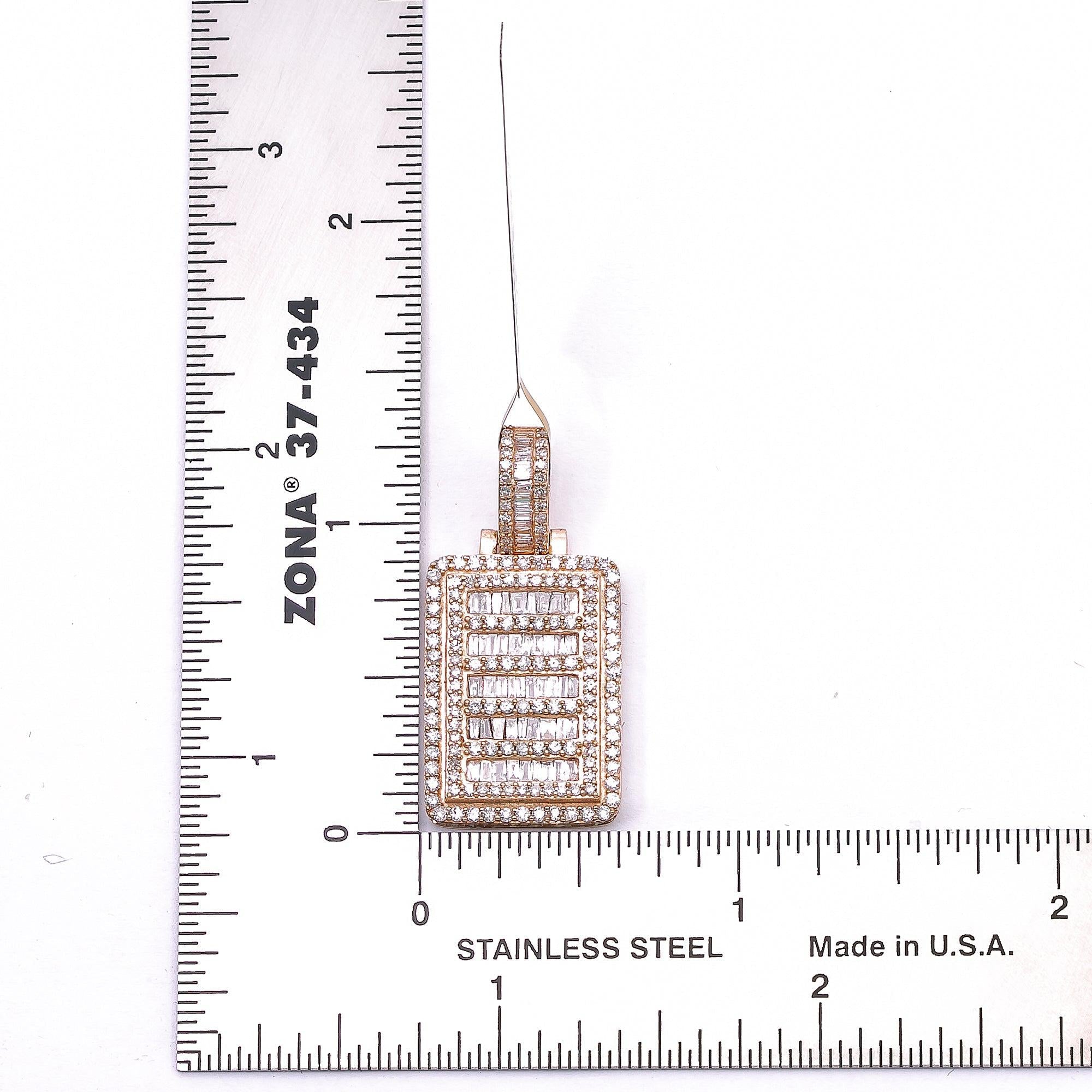14K ROSE GOLD DOG TAG PENDANT WITH 1.90 CT DIAMONDS