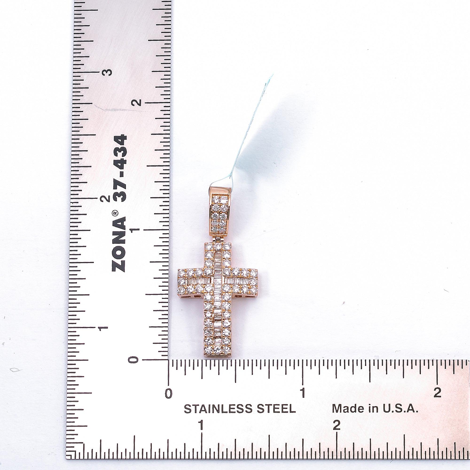 14K ROSE GOLD CROSS PENDANT WITH 1.00 CT DIAMONDS