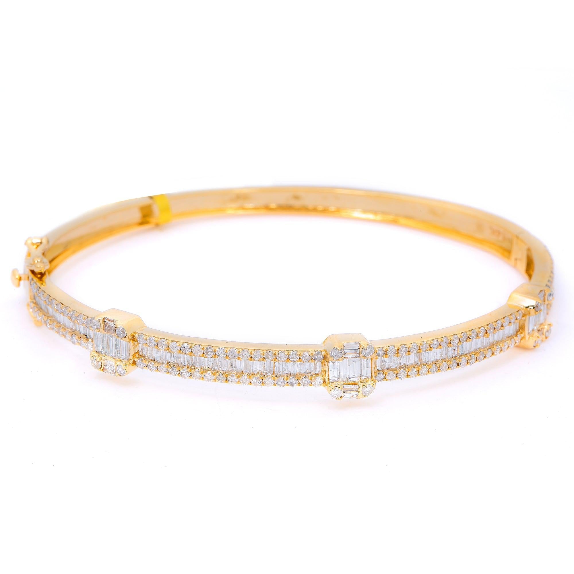 14K YELLOW GOLD UNISEX BRACELET WITH 2.94 BAGUETTE CT DIAMONDS