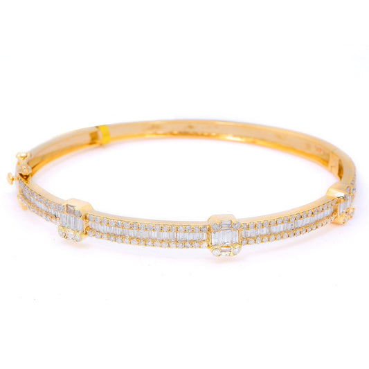 14K YELLOW GOLD UNISEX BRACELET WITH 2.94 BAGUETTE CT DIAMONDS