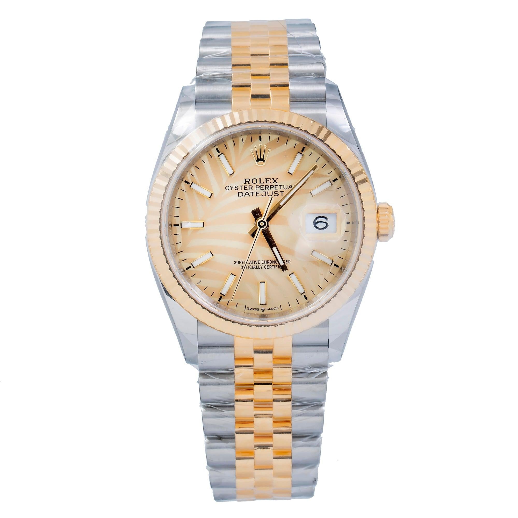 Rolex Datejust 126233 36MM Champagne Palm Dial With Two Tone Jubilee Bracelet