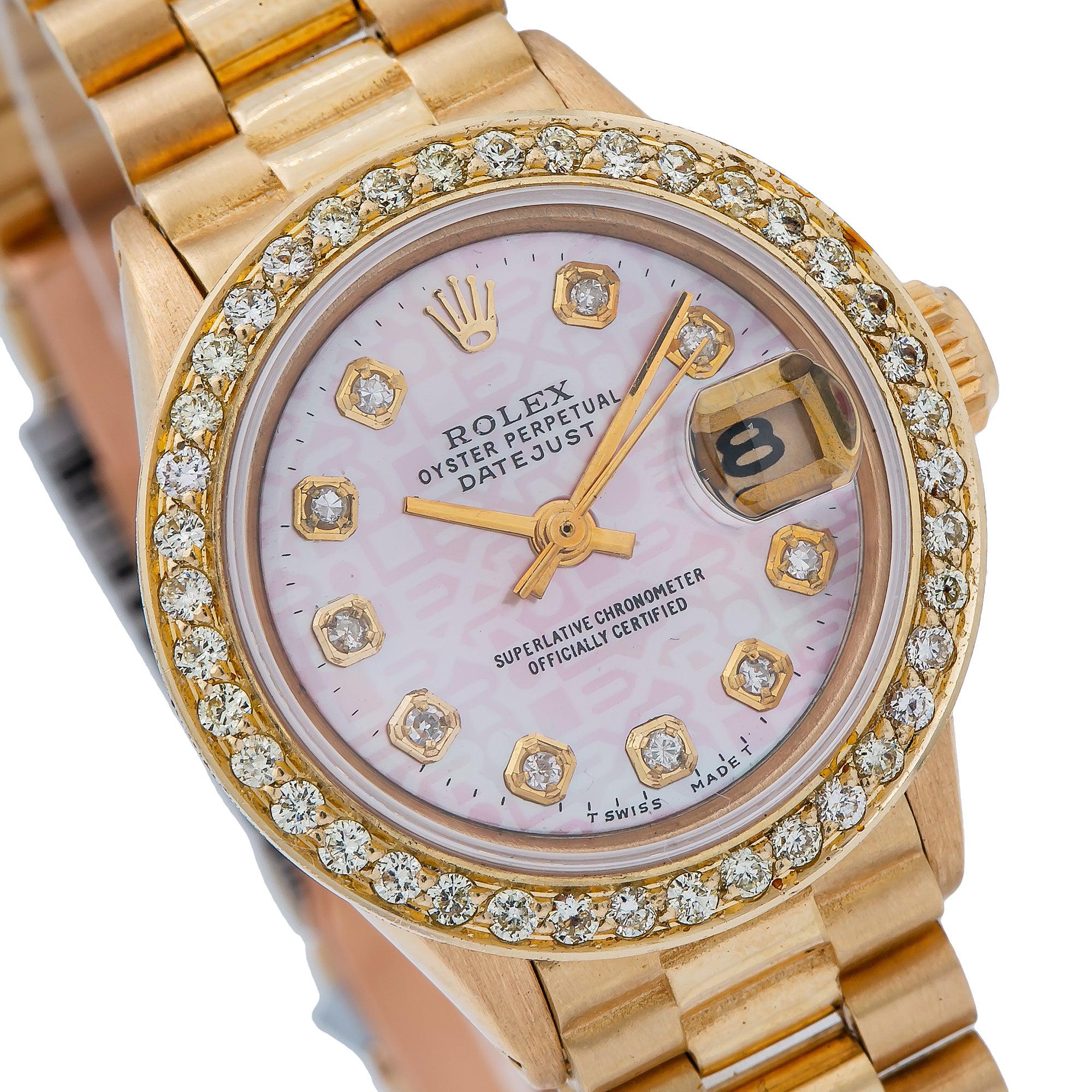 Rolex Oyster Perpetual Lady DateJust 26MM Pink Diamond Dial With Yellow Gold Bracelet