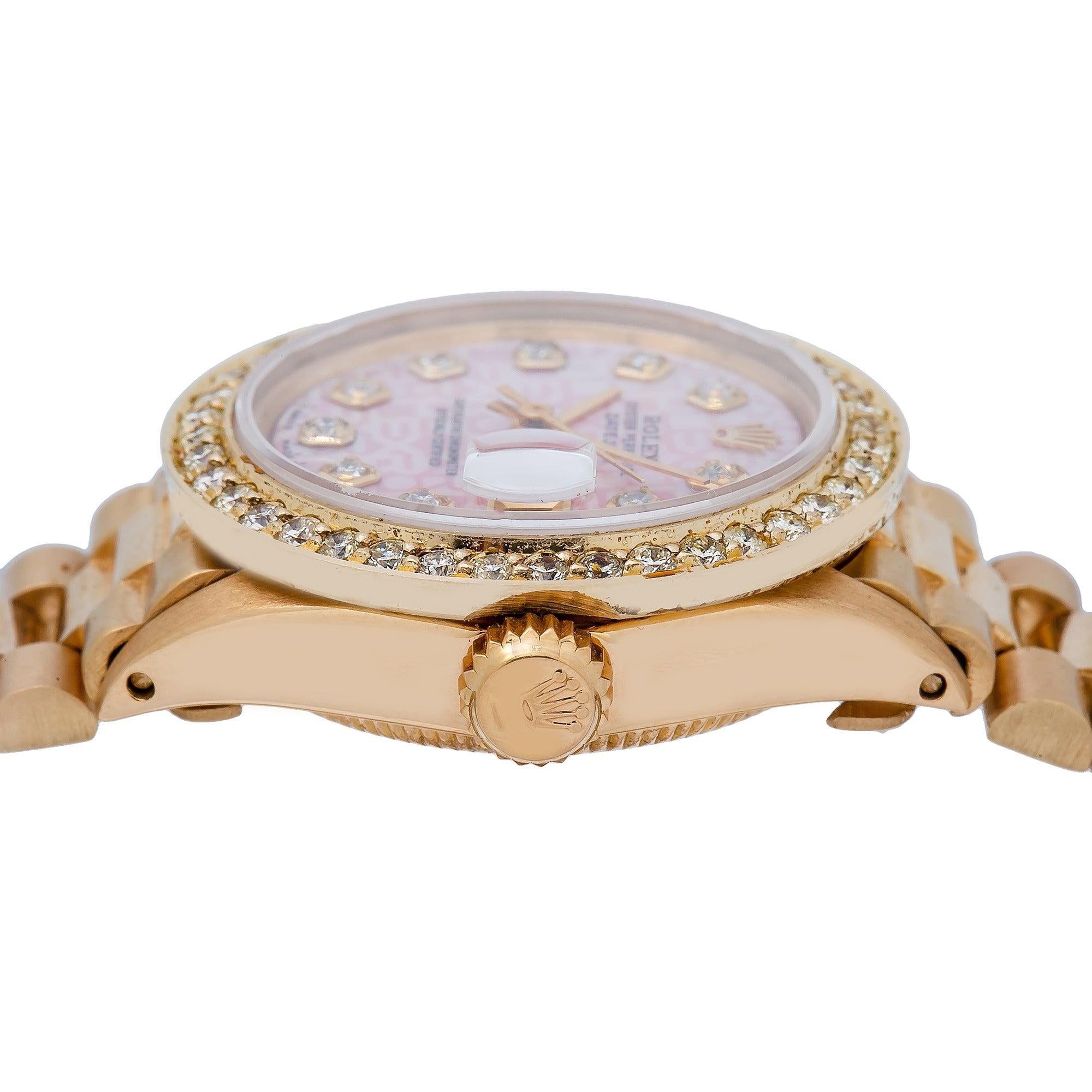 Rolex Oyster Perpetual Lady DateJust 26MM Pink Diamond Dial With Yellow Gold Bracelet