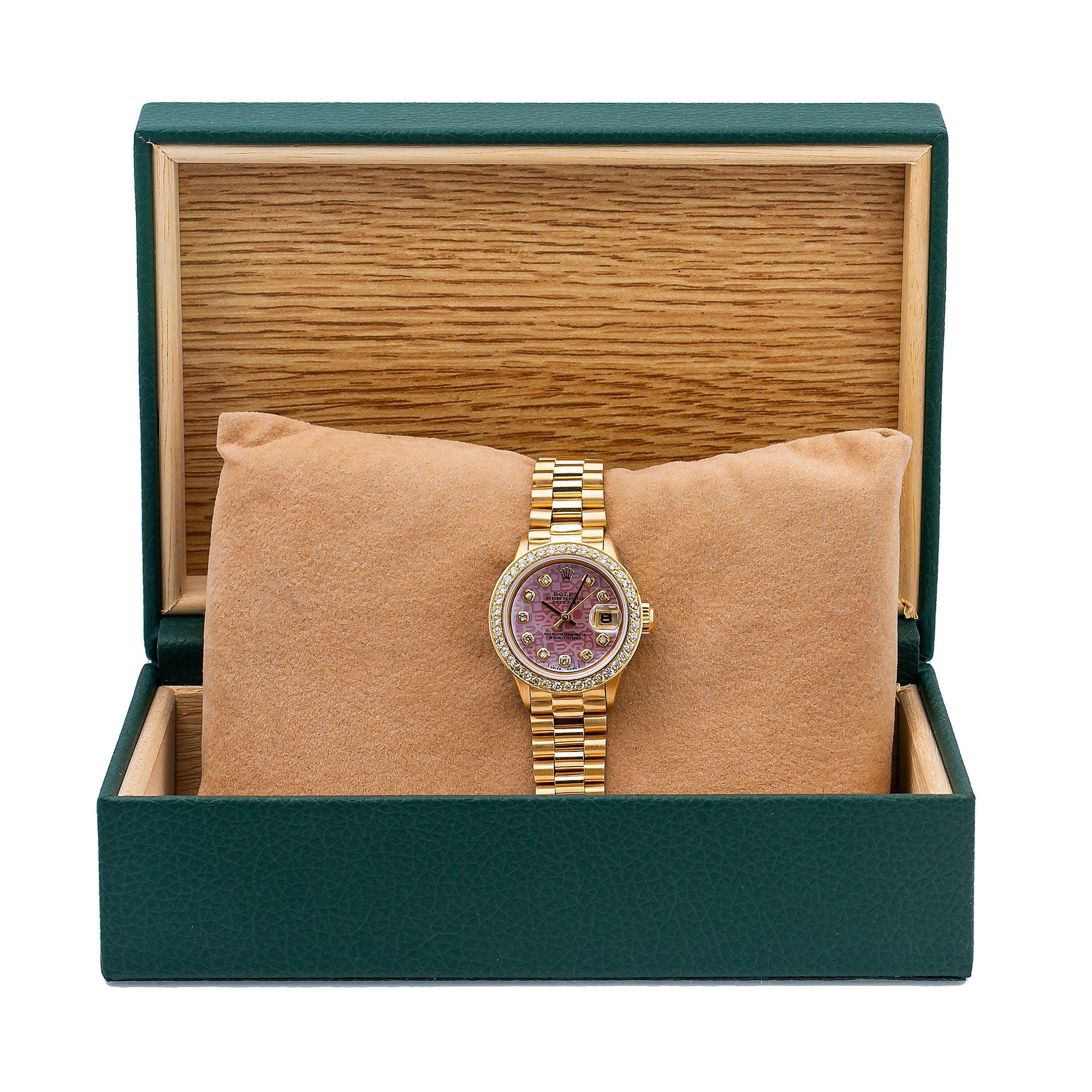 Rolex Oyster Perpetual Lady DateJust 26MM Pink Diamond Dial With Yellow Gold Bracelet