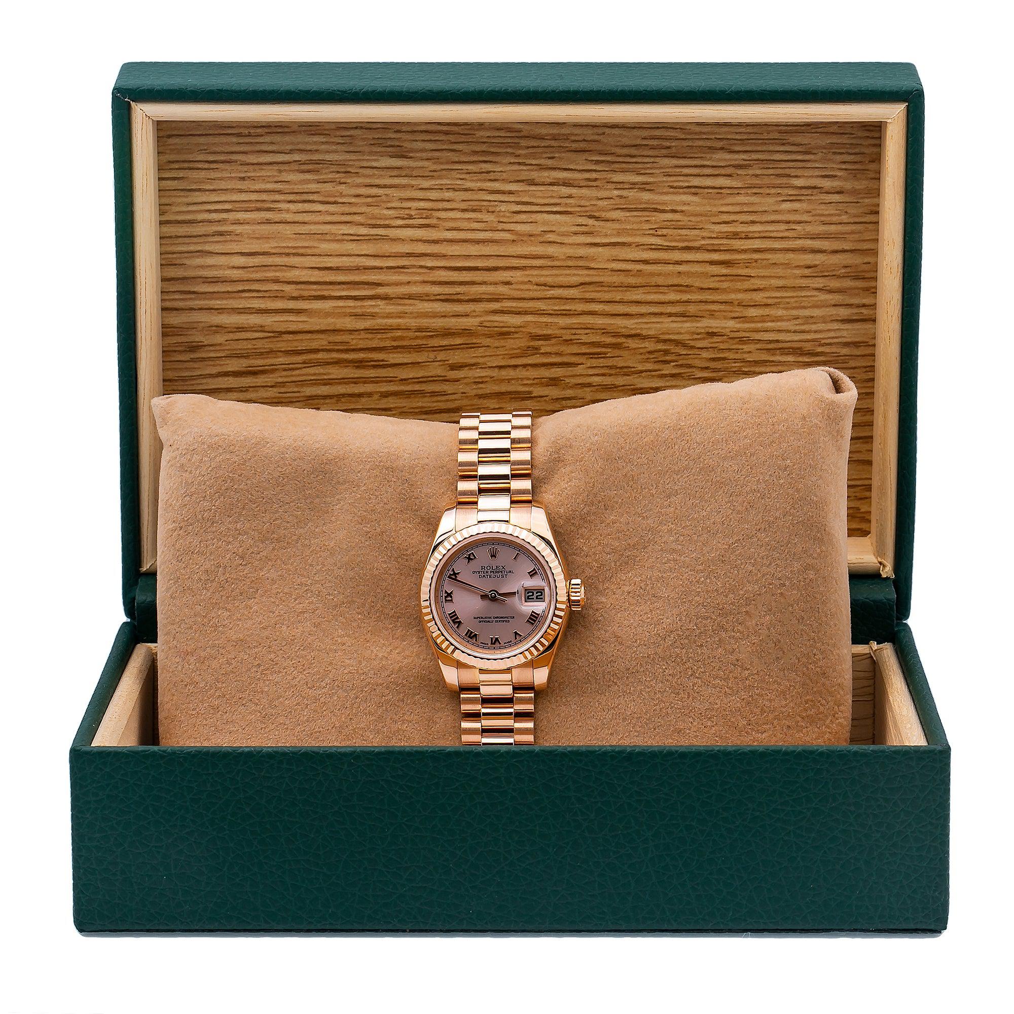 Rolex Lady-Datejust 179175 26MM Pink Dial With Rose Gold President Bracelet