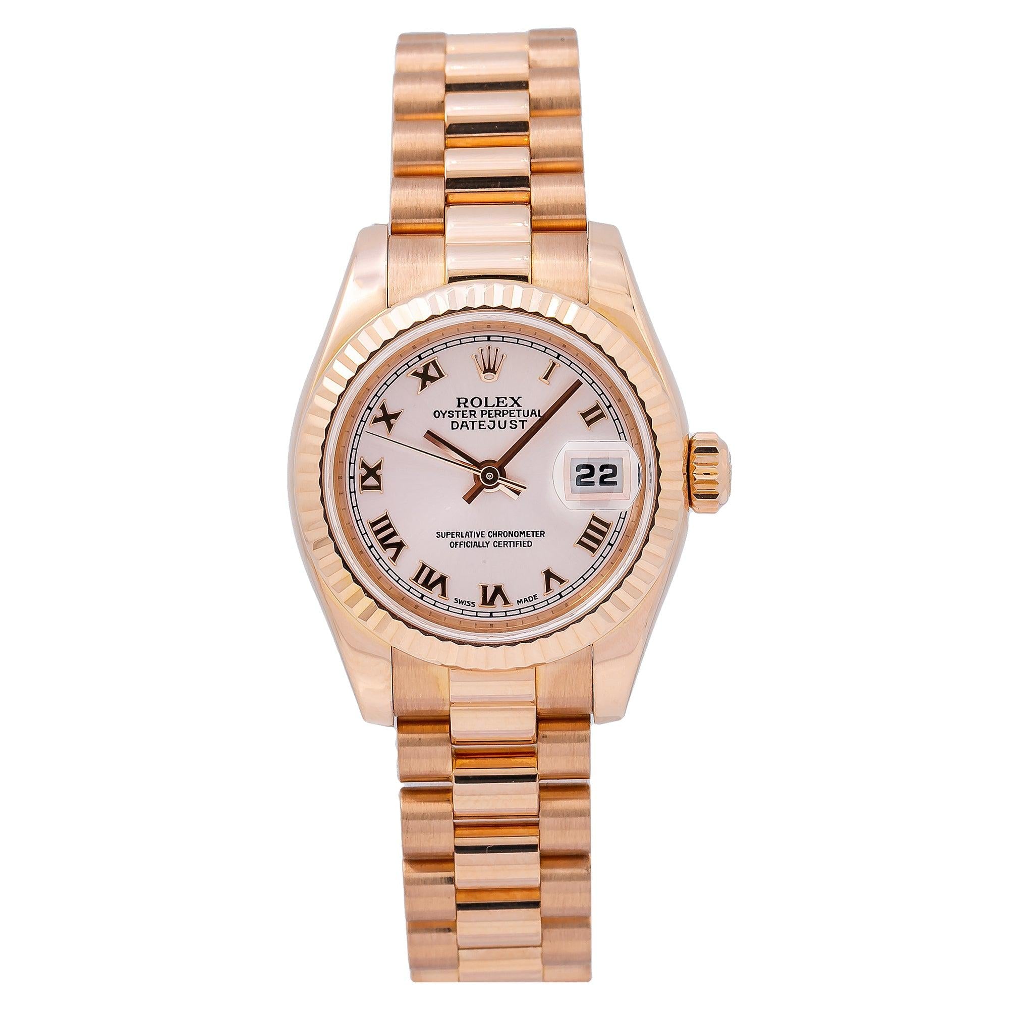 Rolex Lady-Datejust 179175 26MM Pink Dial With Rose Gold President Bracelet