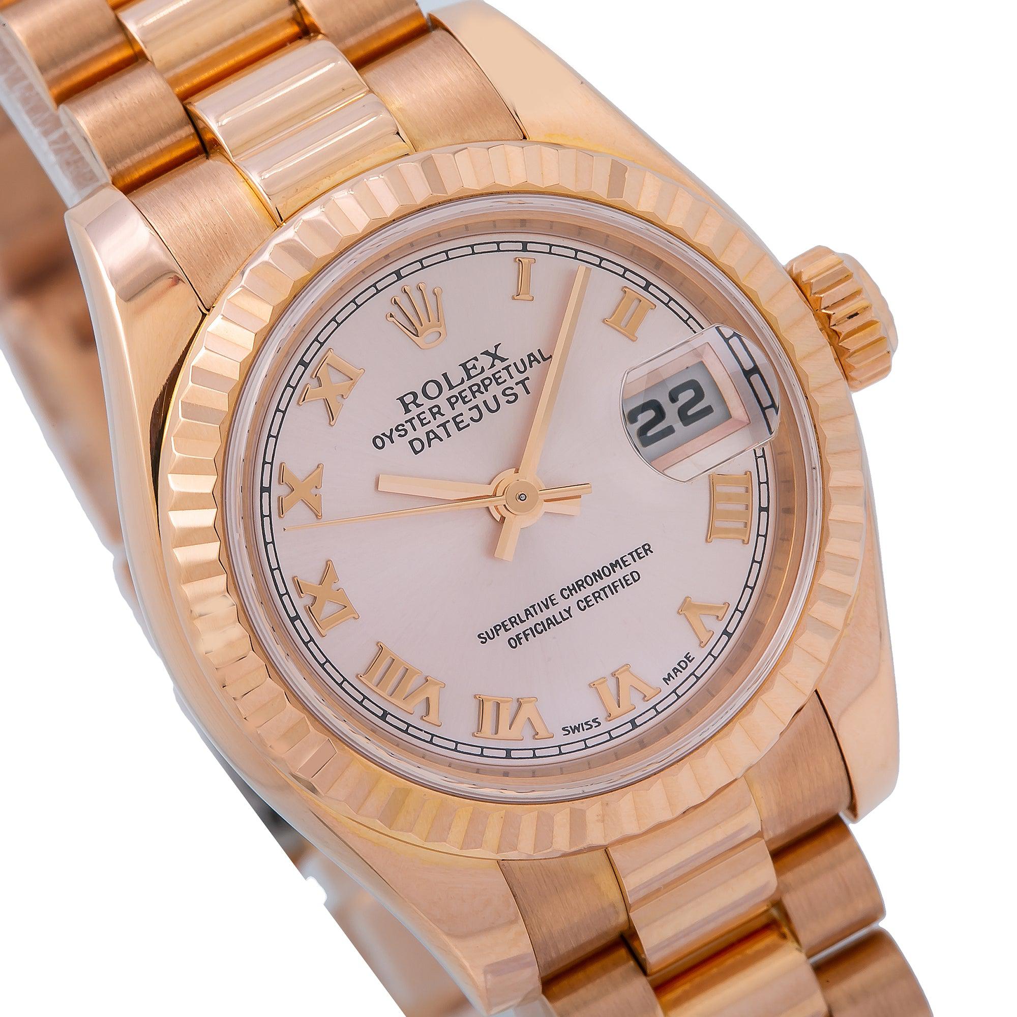 Rolex Lady-Datejust 179175 26MM Pink Dial With Rose Gold President Bracelet