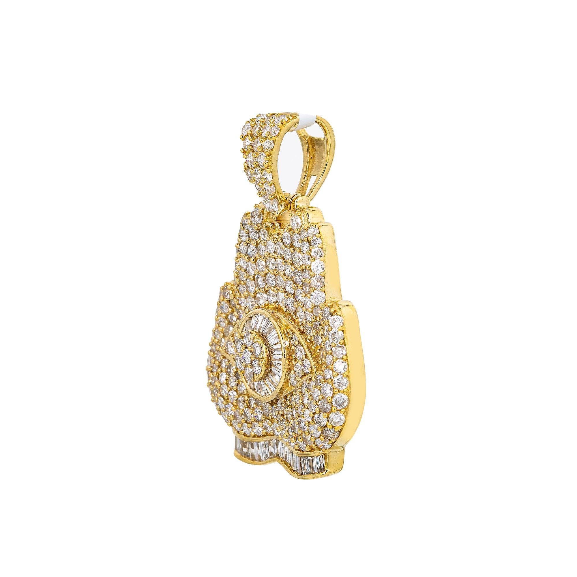 Unisex 14K Yellow Gold Praying Pendant with 2.89 CT Diamonds