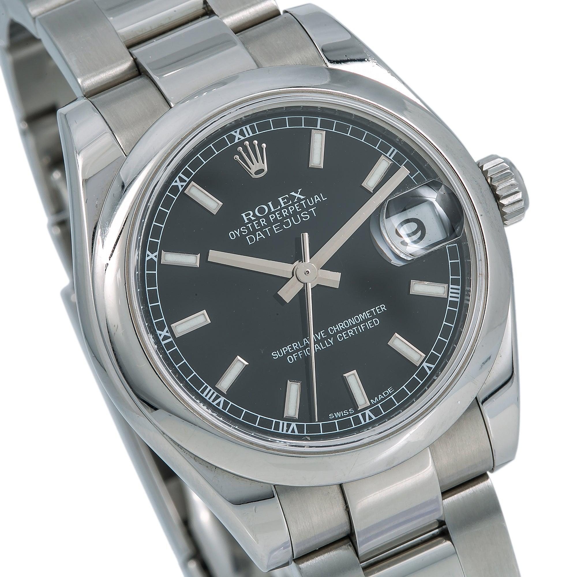 Rolex Lady-Datejust 178240 31MM Black Dial With Stainless Steel Oyster Bracelet
