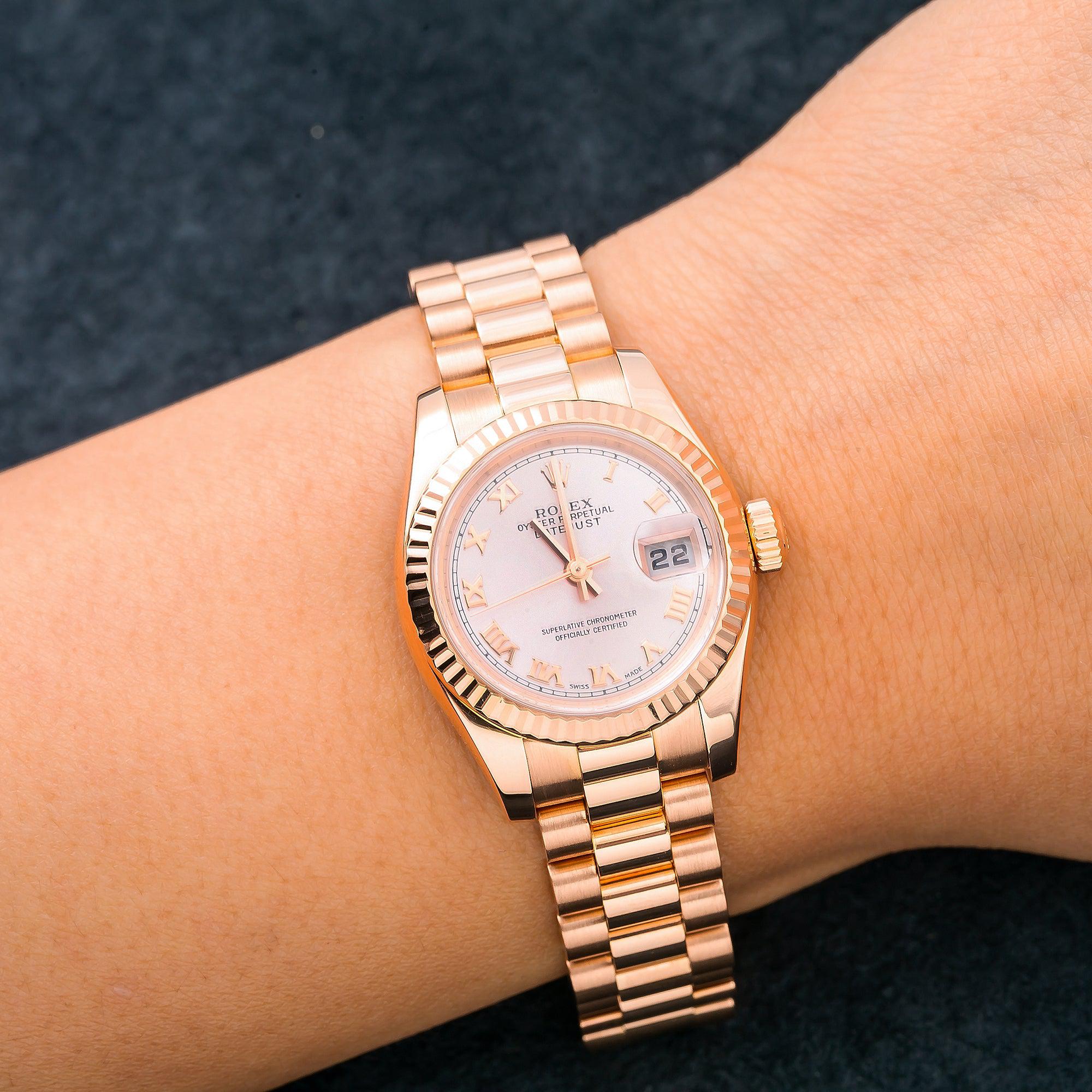Rolex Lady-Datejust 179175 26MM Pink Dial With Rose Gold President Bracelet