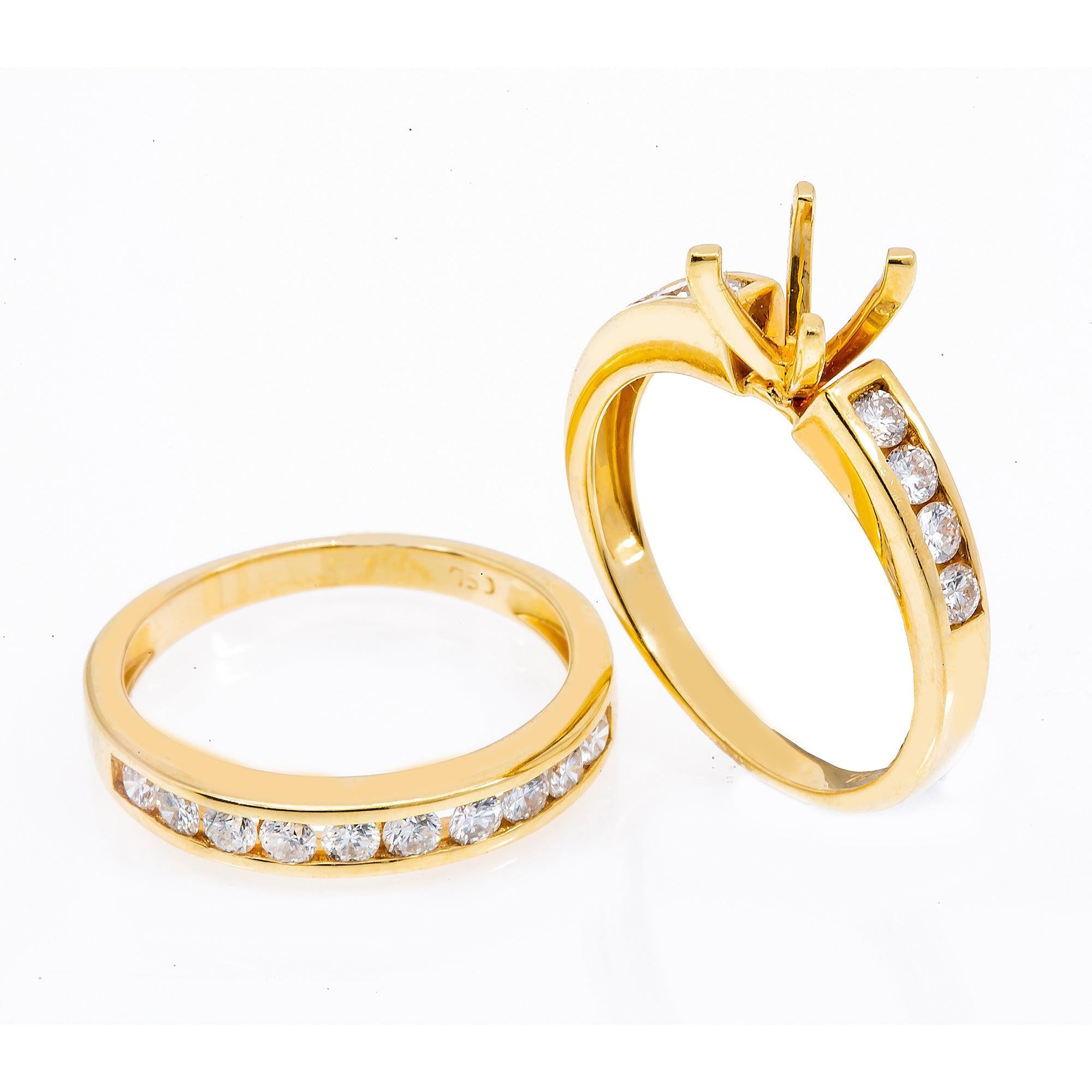 18K Yellow Gold Double Round Diamond Ring