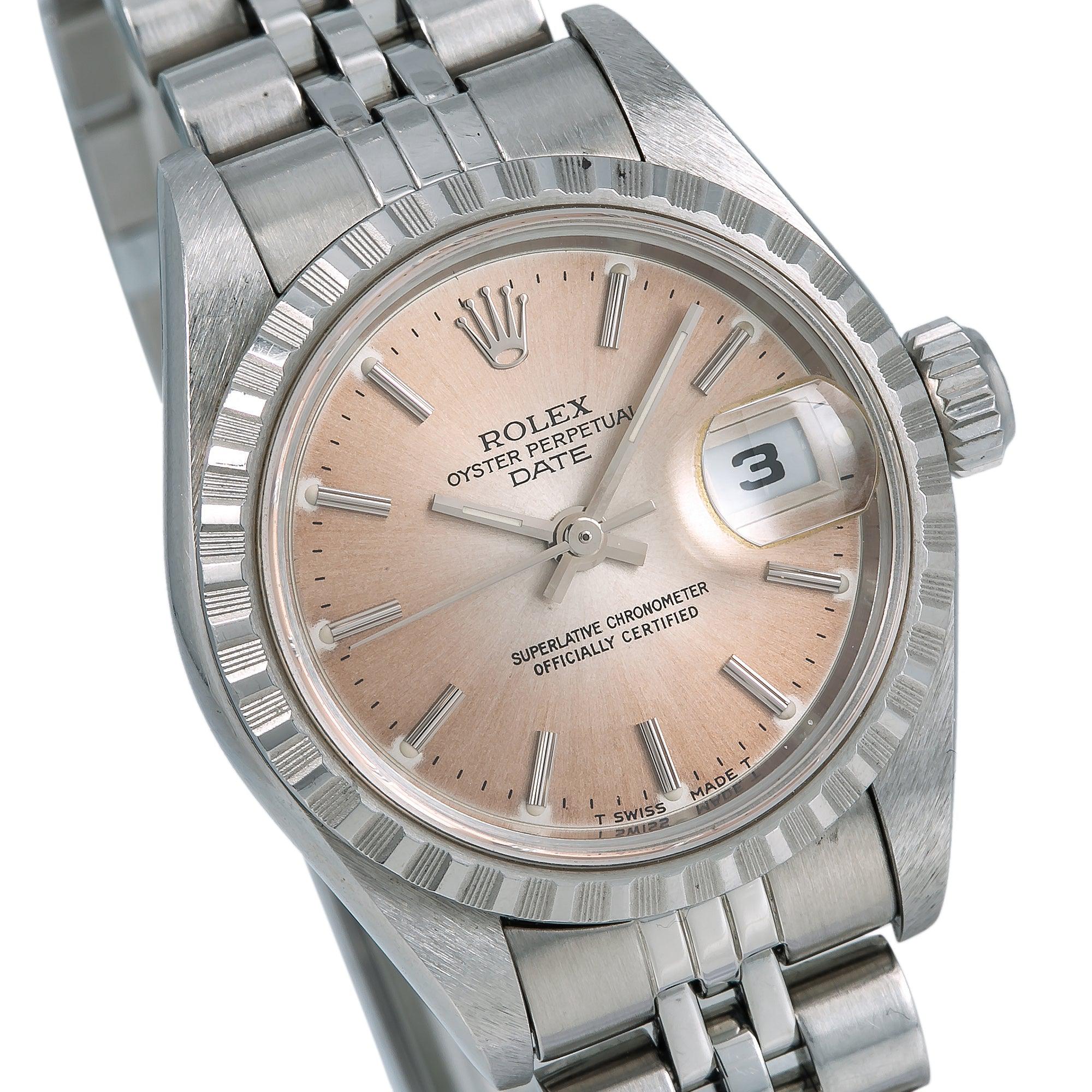 Rolex Oyster Perpetual Lady-Date 69240 26MM Salmon Dial With Stainless Steel Jubilee Bracelet