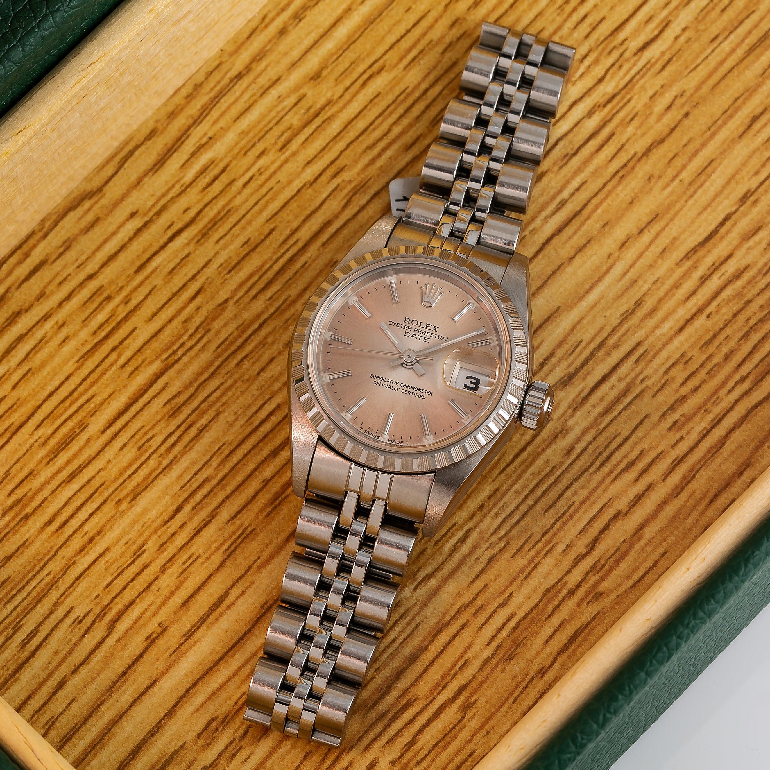 Rolex Oyster Perpetual Lady-Date 69240 26MM Salmon Dial With Stainless Steel Jubilee Bracelet