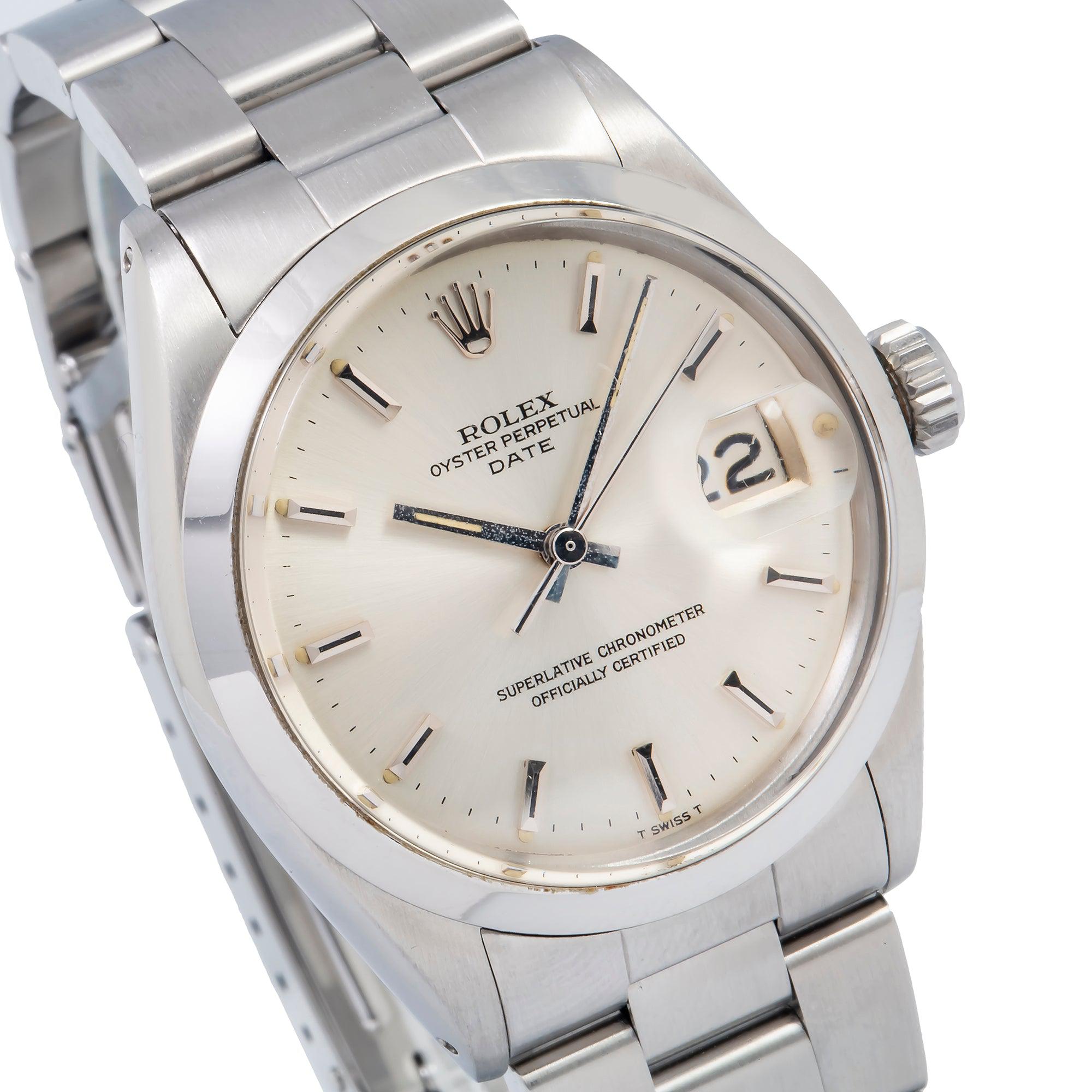 Rolex Oyster Perpetual Date 1500 35MM Silver Dial With Stainless Steel Oyster Bracelet