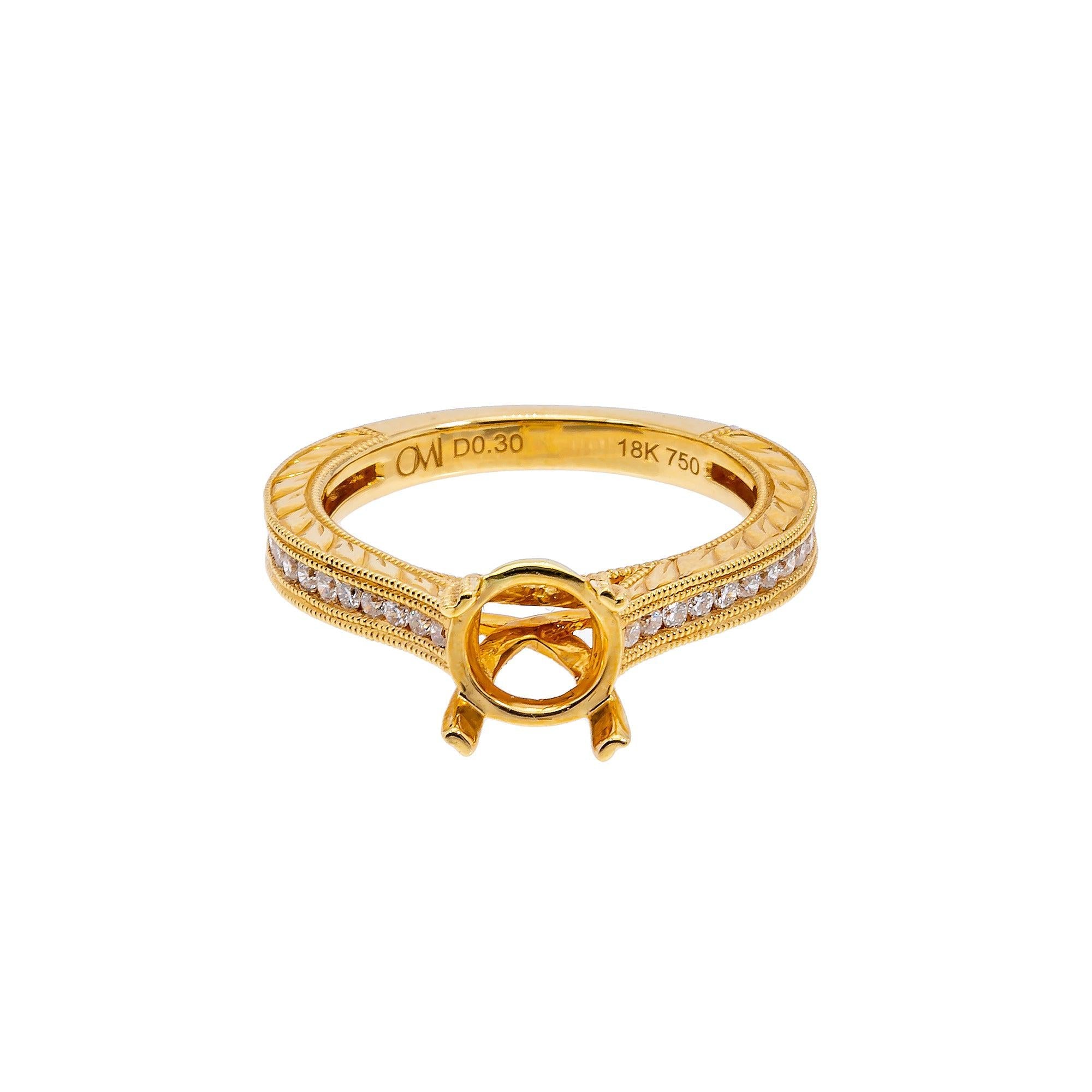 18K Yellow Gold Round Diamond Ring