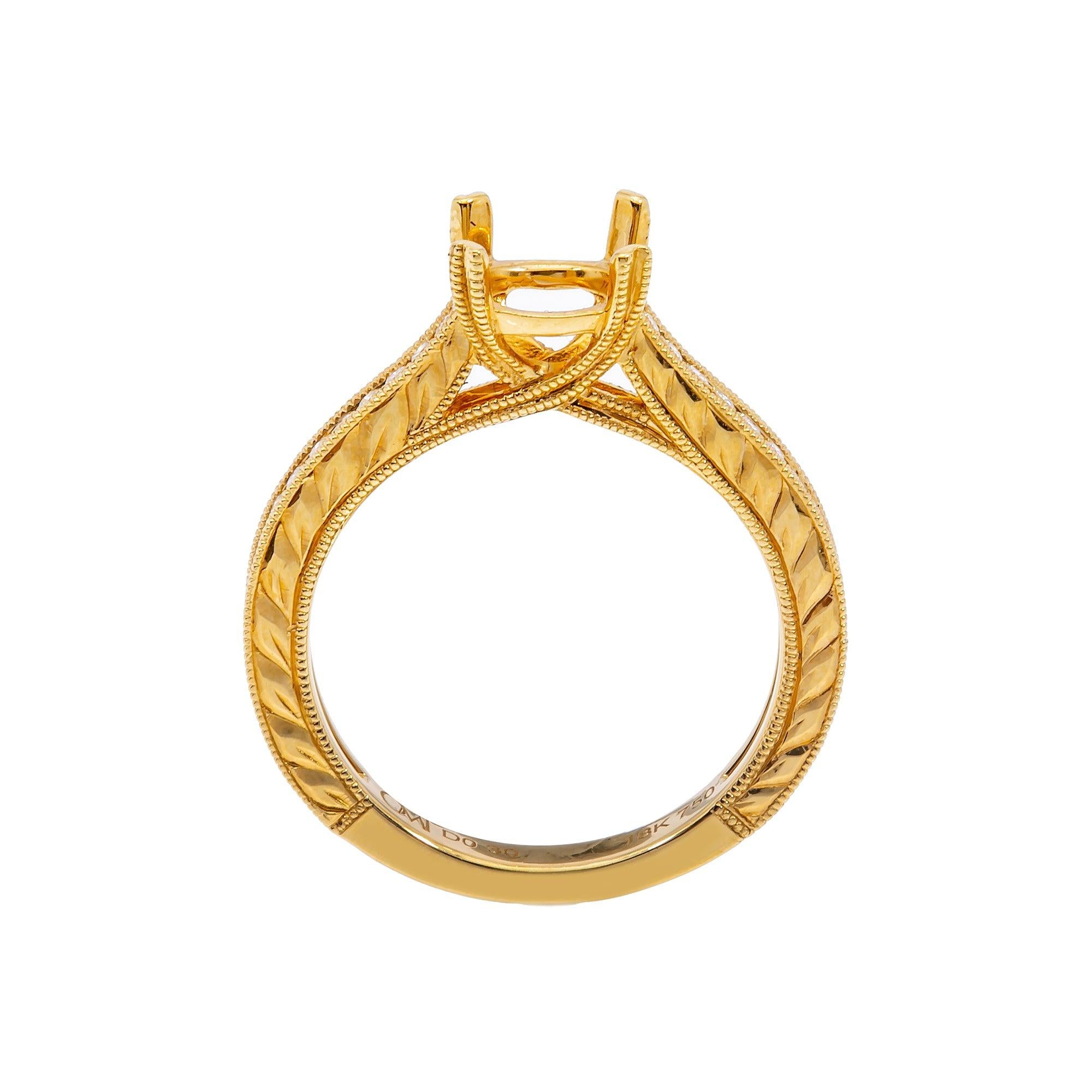 18K Yellow Gold Round Diamond Ring