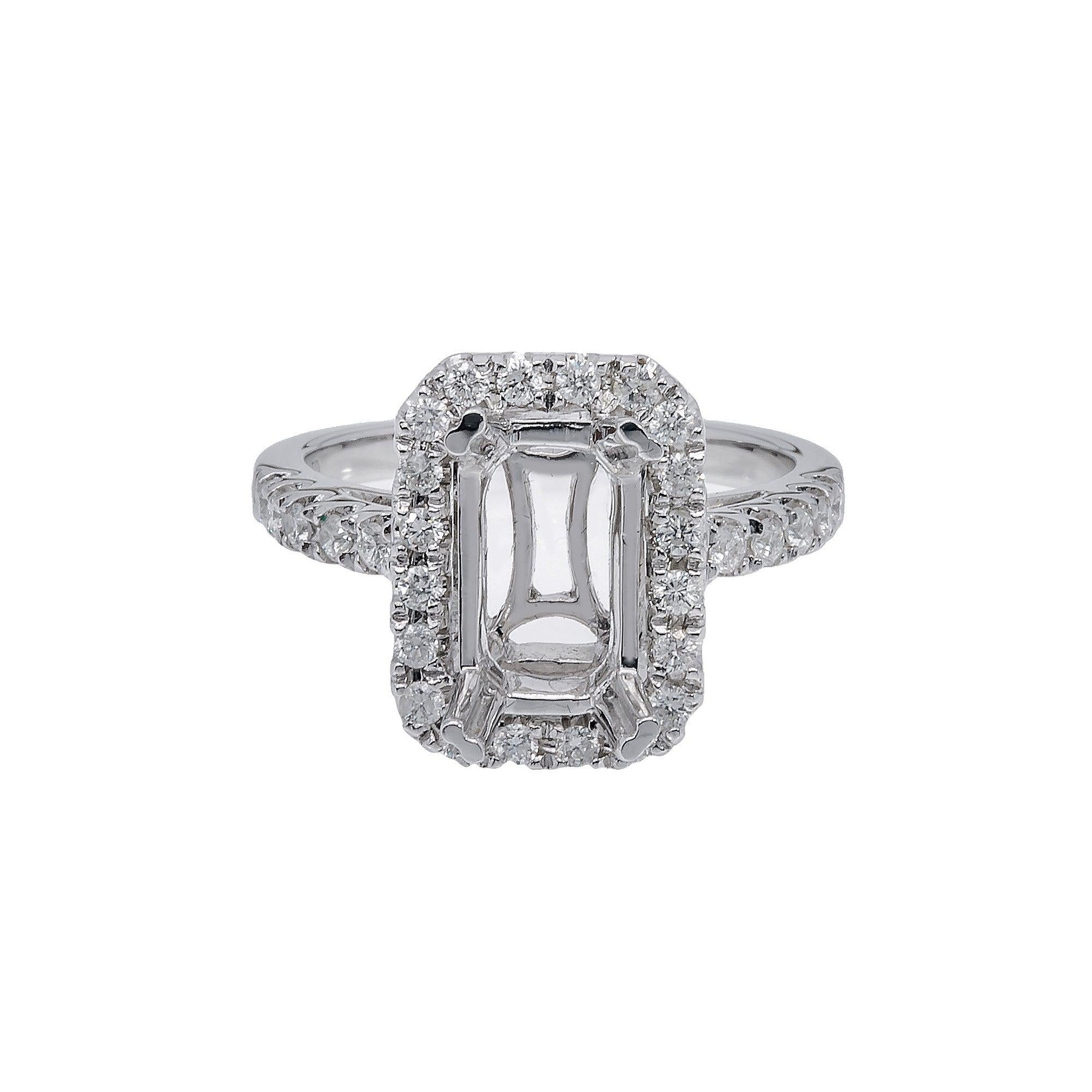 18K White Gold Rectangular Diamond Ring