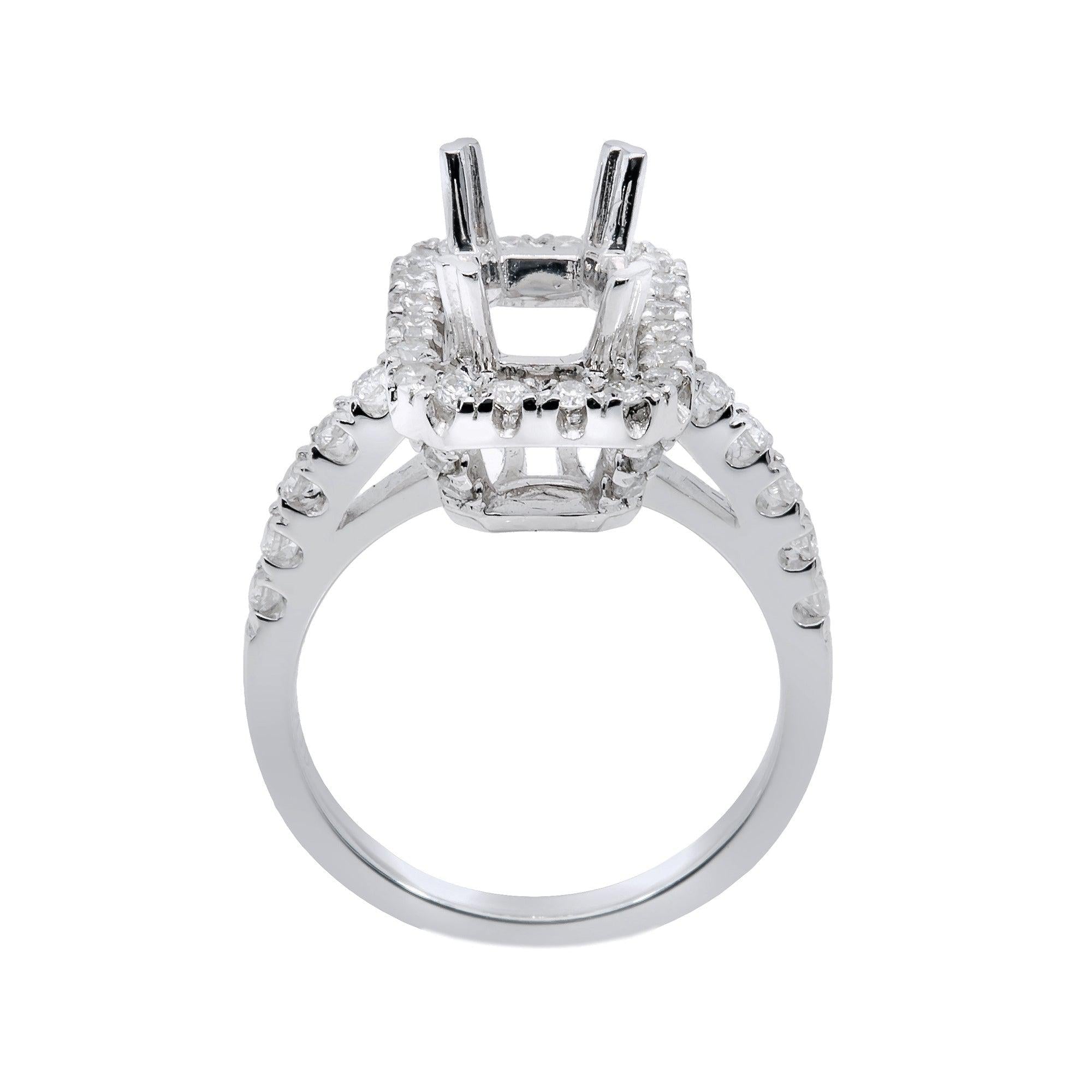 18K White Gold Rectangular Diamond Ring