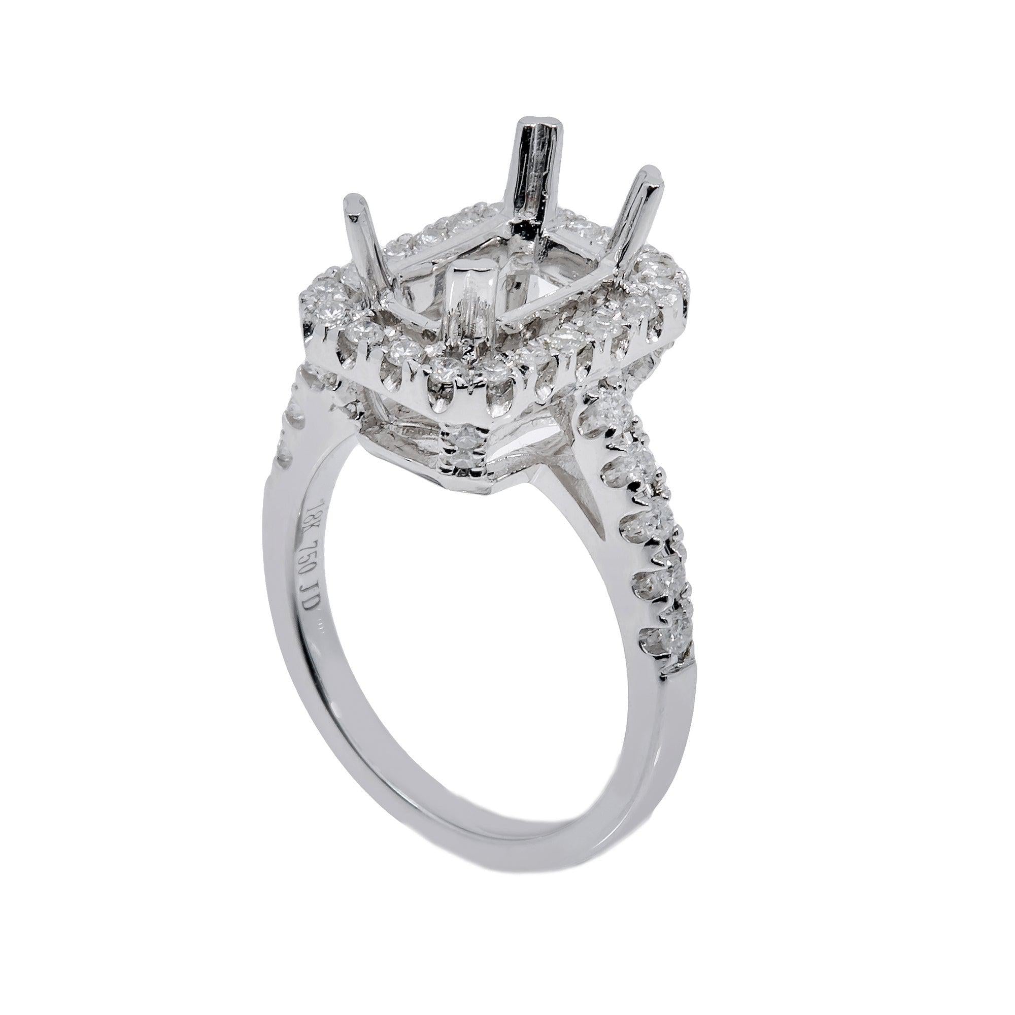 18K White Gold Rectangular Diamond Ring