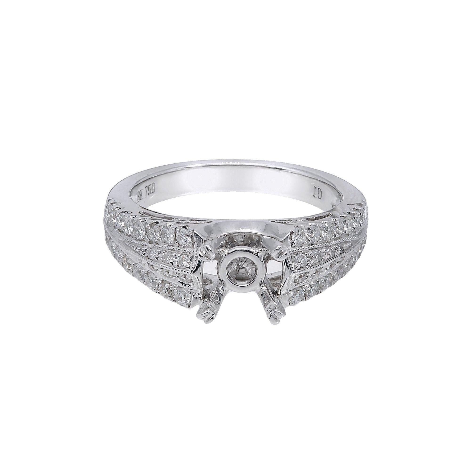18K White Gold Round Diamond Ring