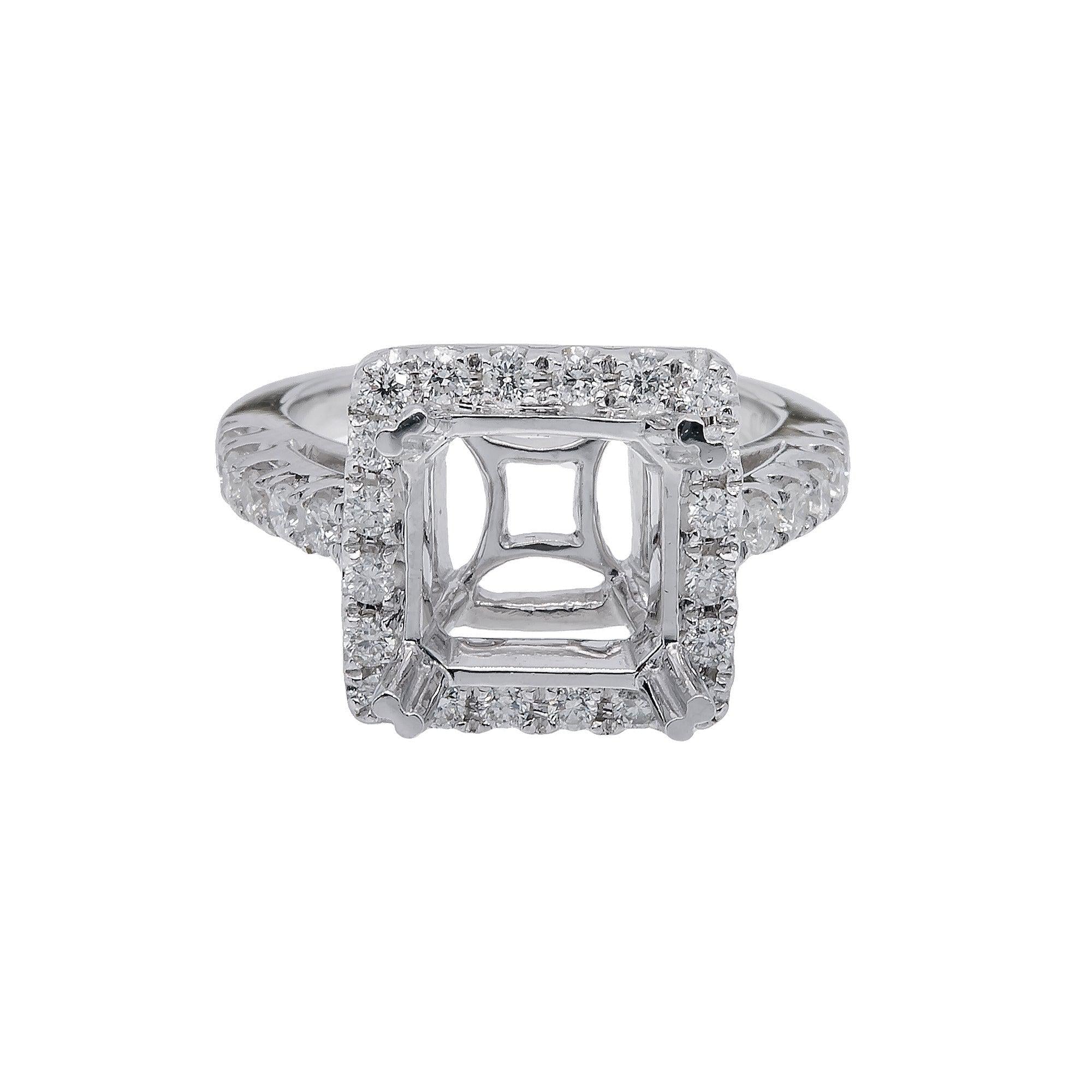 18K White Gold Rectangular Diamond Ring