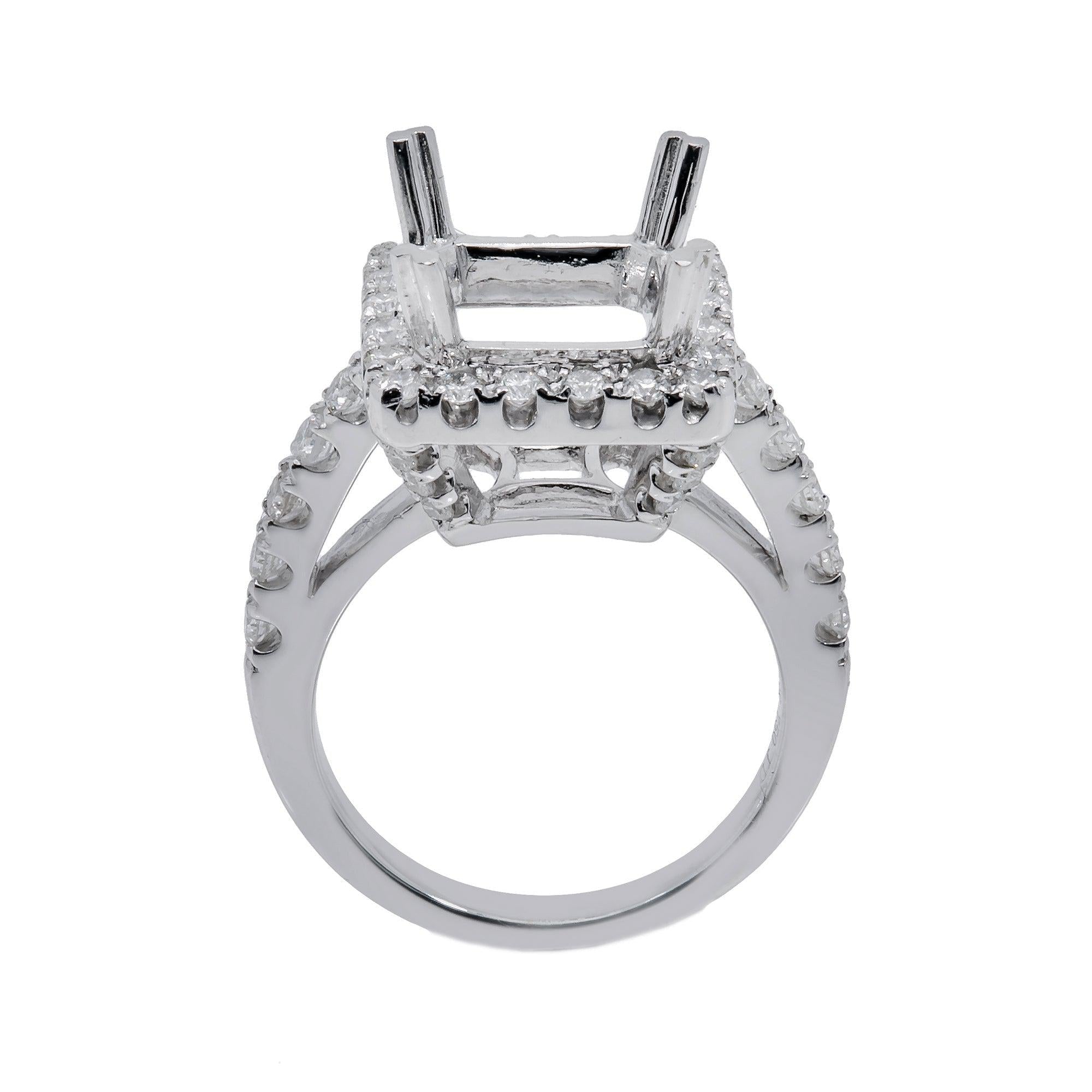 18K White Gold Rectangular Diamond Ring