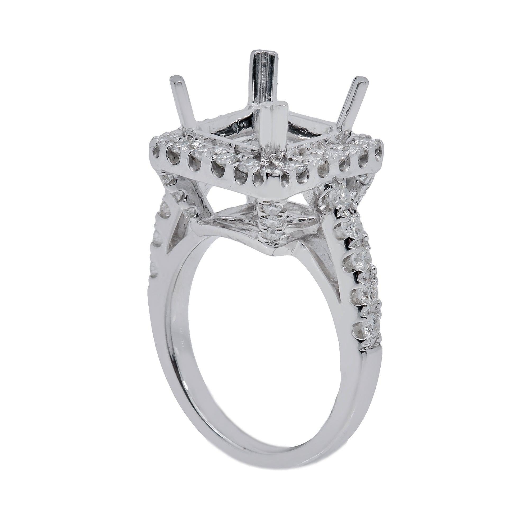 18K White Gold Rectangular Diamond Ring