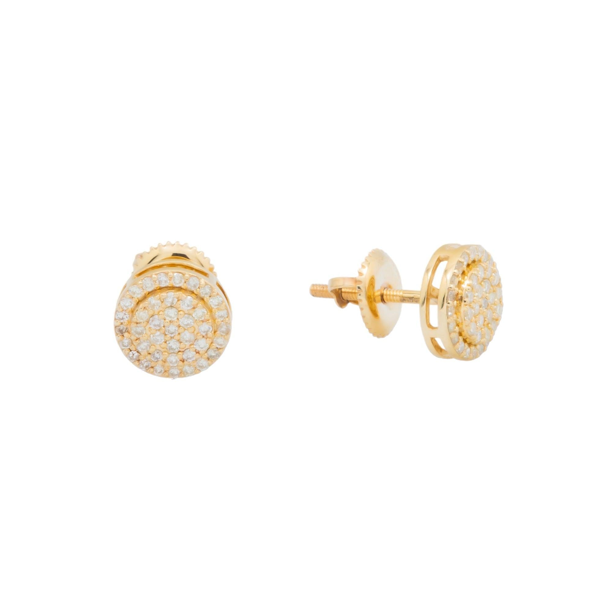 14K GOLD ROUND DIAMOND CIRCLE SHAPE EARRINGS 0.38 CTW