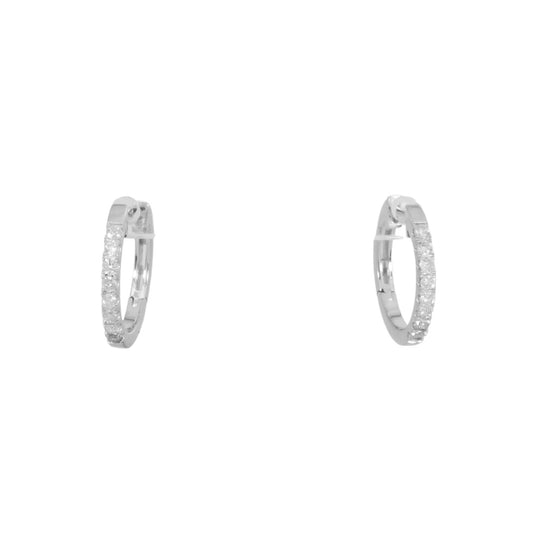 14K GOLD DIAMOND LADIES HOOP EARRINGS 0.21 CTW