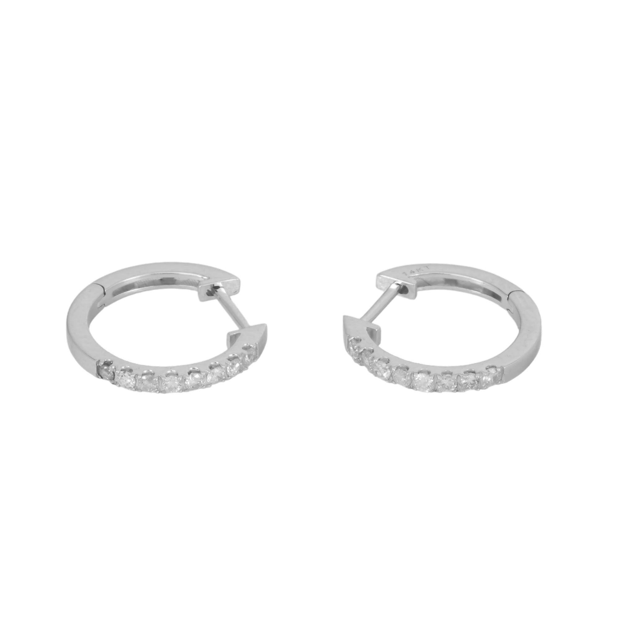 14K GOLD DIAMOND LADIES HOOP EARRINGS 0.21 CTW