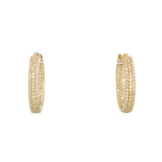 14K GOLD DIAMOND LADIES HOOP EARRINGS 1.14 CTW