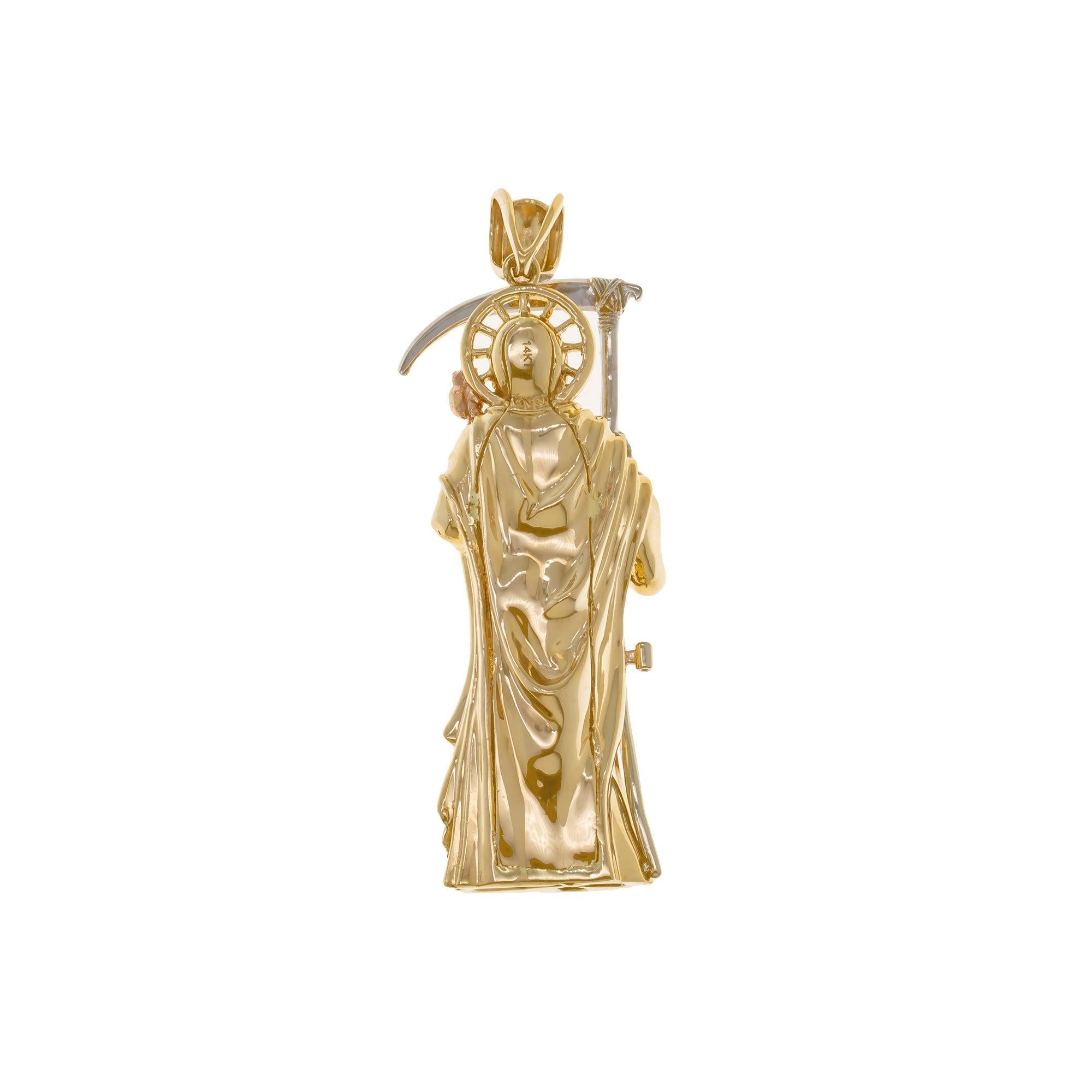 10K GOLD TRICOLOR GRIM REAPER PENDANT 28.2G