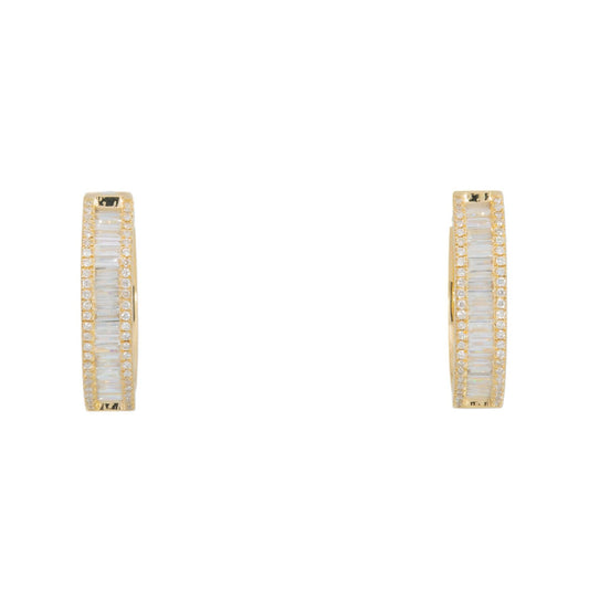 14K GOLD DIAMOND LADIES HOOP EARRINGS 1.18 CTW