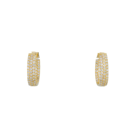 14K GOLD DIAMOND LADIES HOOP EARRINGS 0.82 CTW