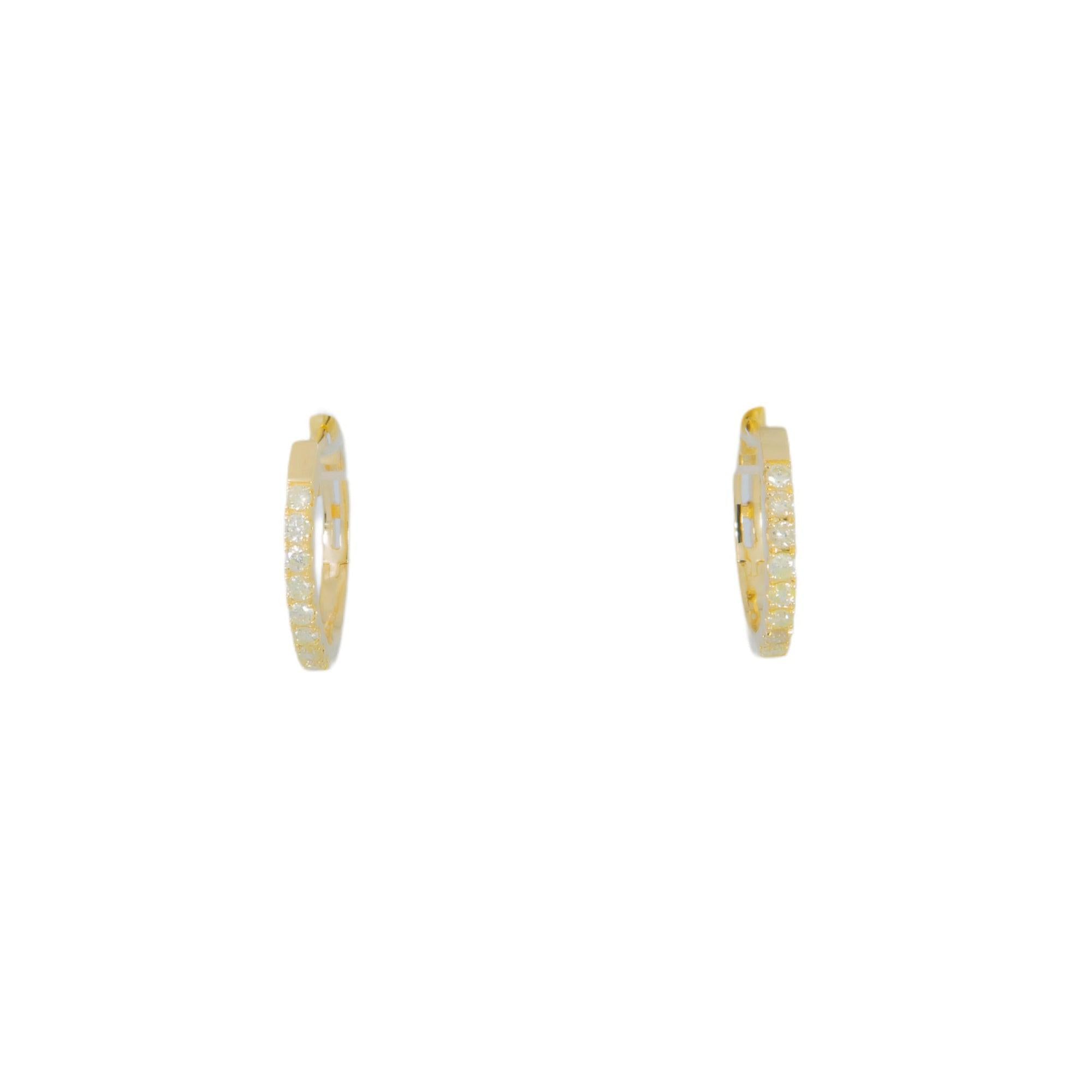 14K GOLD DIAMOND LADIES HOOP EARRINGS 0.21 CTW