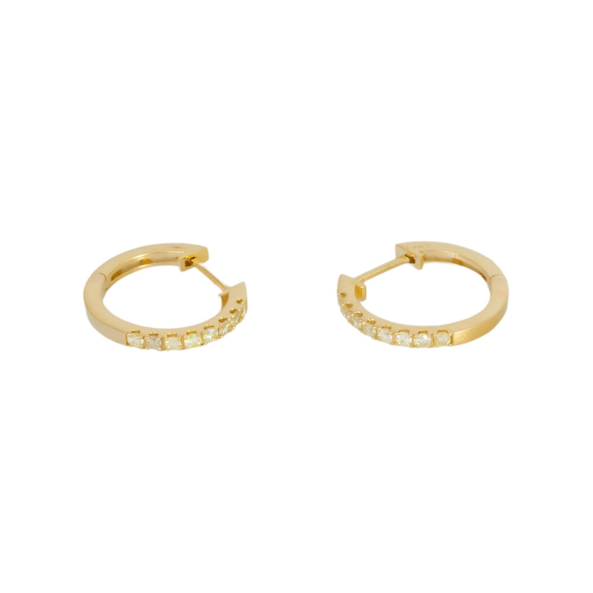 14K GOLD DIAMOND LADIES HOOP EARRINGS 0.21 CTW