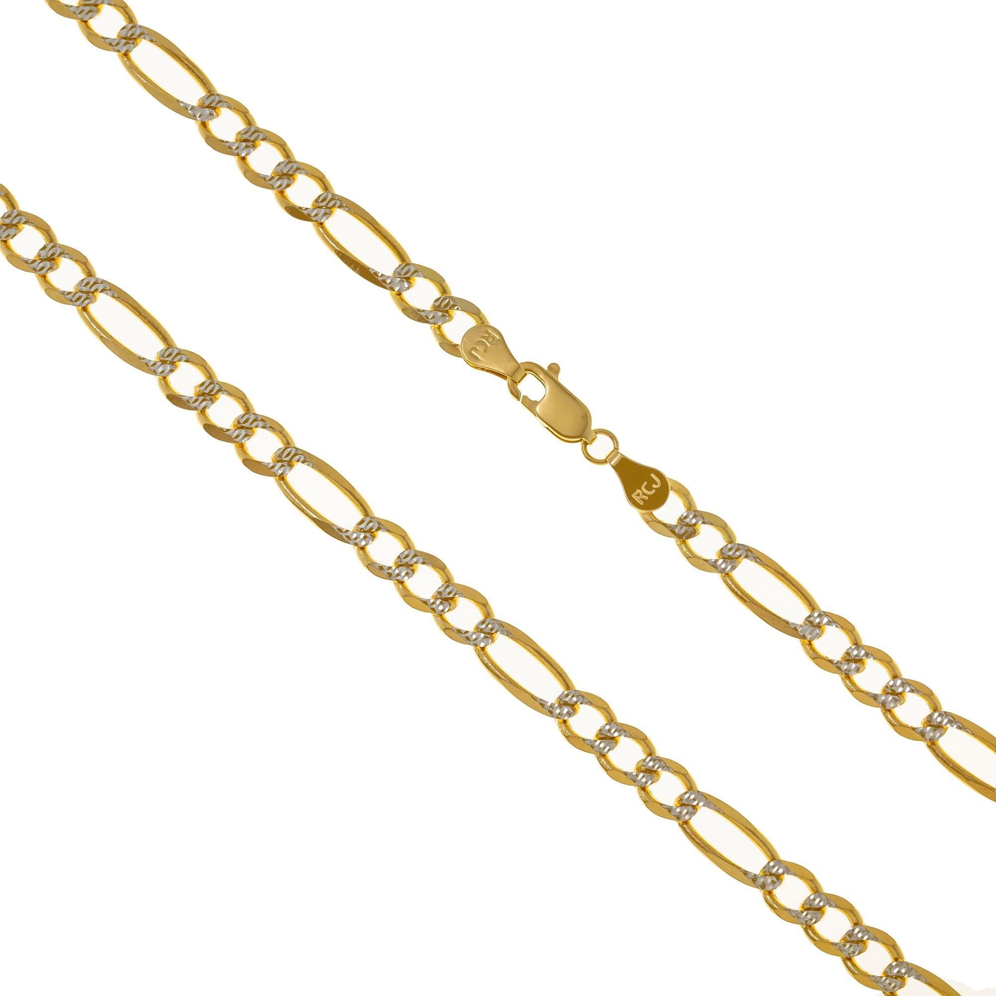 14K GOLD DIAMOND CUT 5MM FIGARO CHAIN